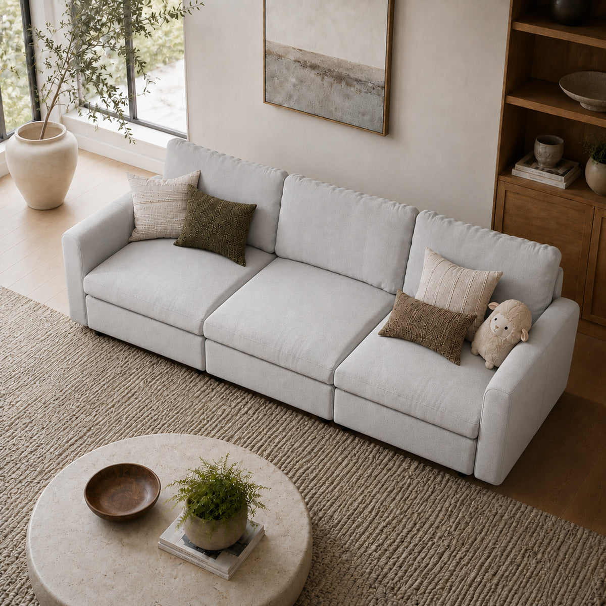 Modular Sectional Sofa - Box Arm, Storage Seat, Box Backrest - 35" W x 22" D Per Seat