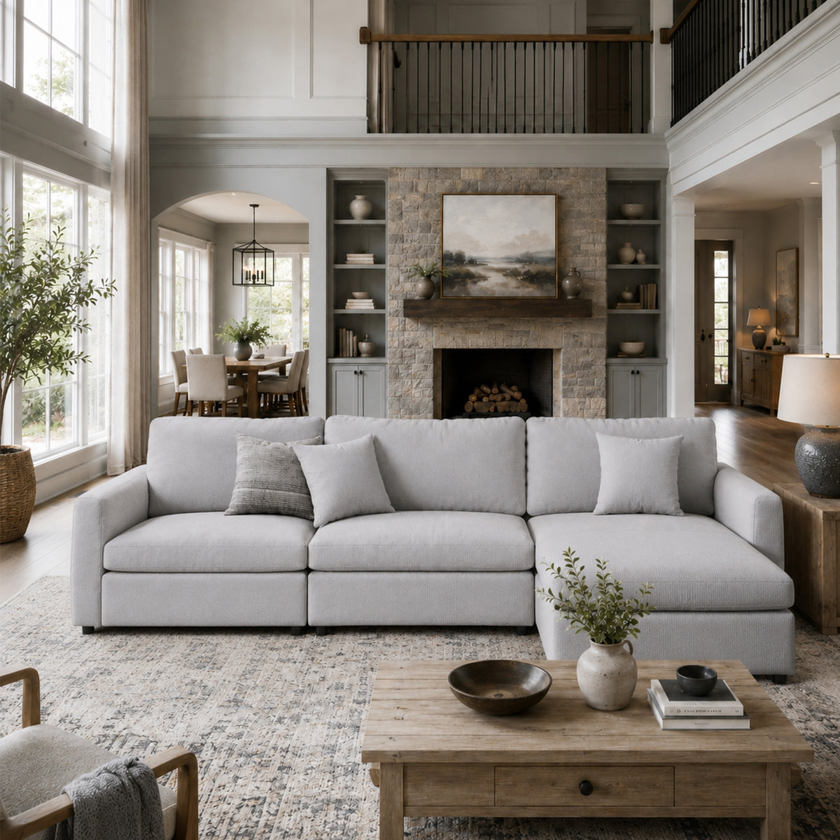 Modular Sectional Sofa - Box Arm, Storage Seat, Box Backrest - 35" W x 22" D Per Seat