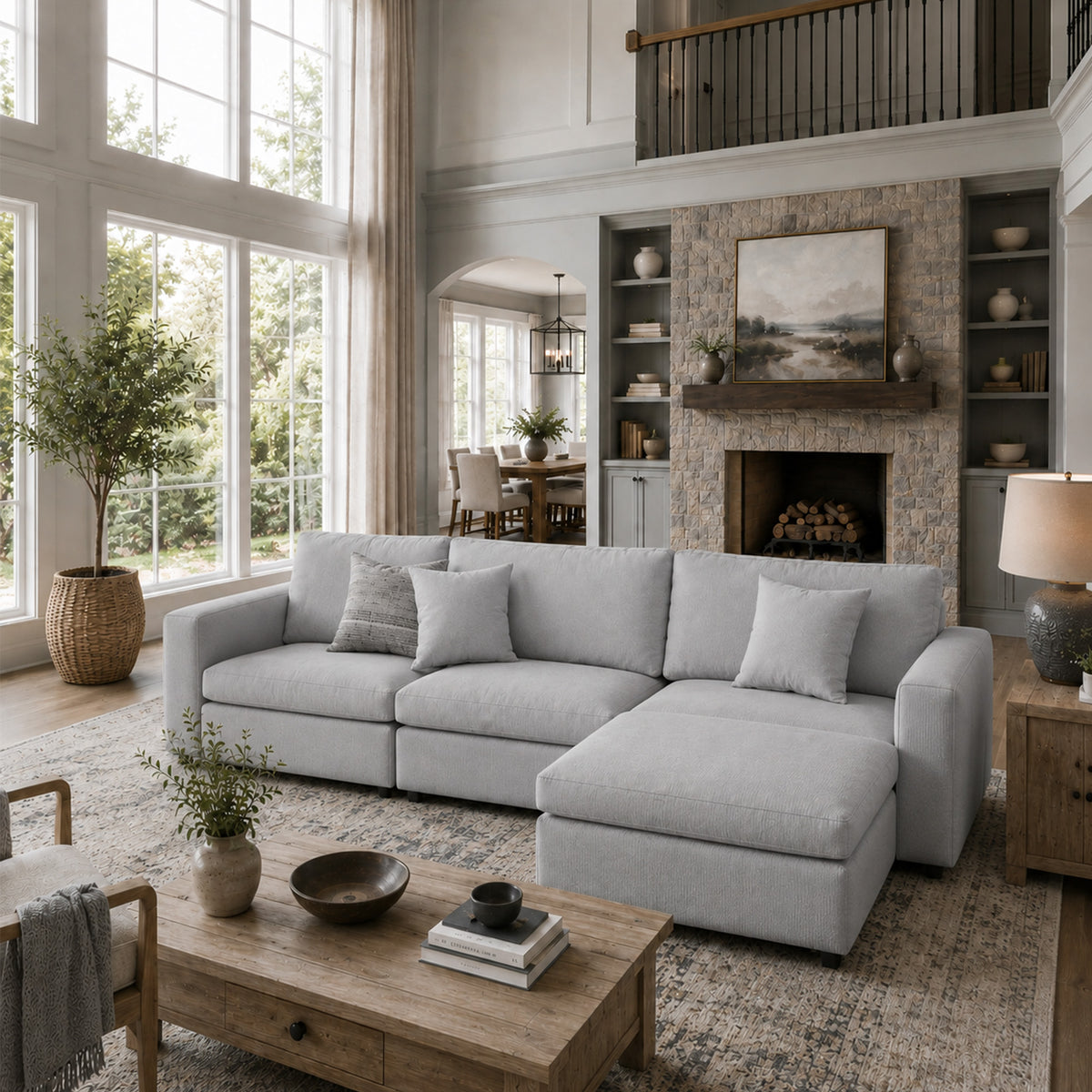 Modular Sectional Sofa - Box Arm, Storage Seat, Box Backrest - 35" W x 22" D Per Seat