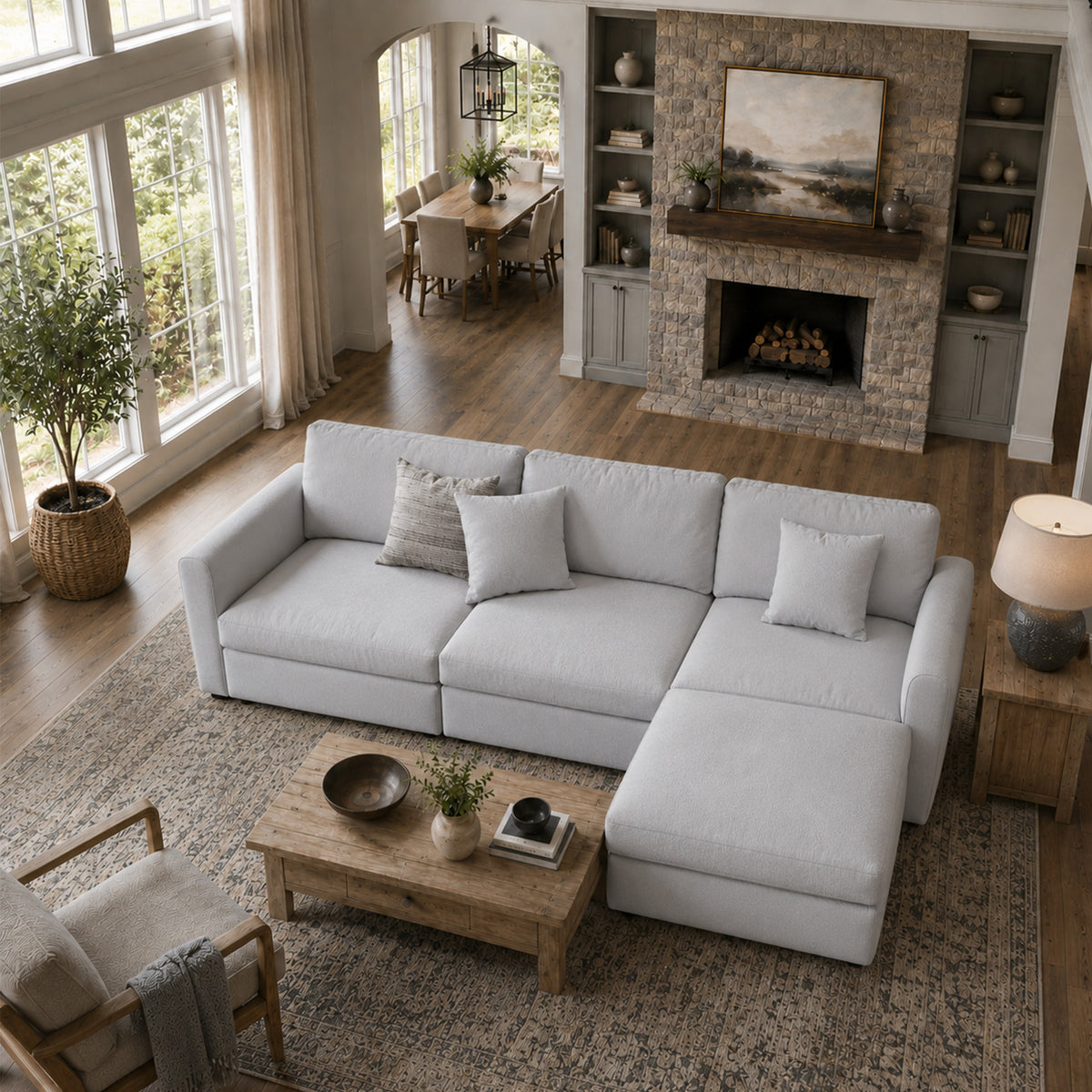 Modular Sectional Sofa - Box Arm, Storage Seat, Box Backrest - 35" W x 22" D Per Seat