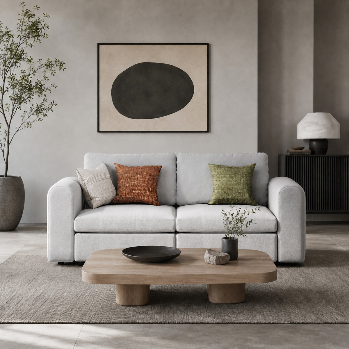Modular Sectional Sofa - Wide Block Arm, Storage Seat, Box Backrest - 35" W x 22" D Per Seat