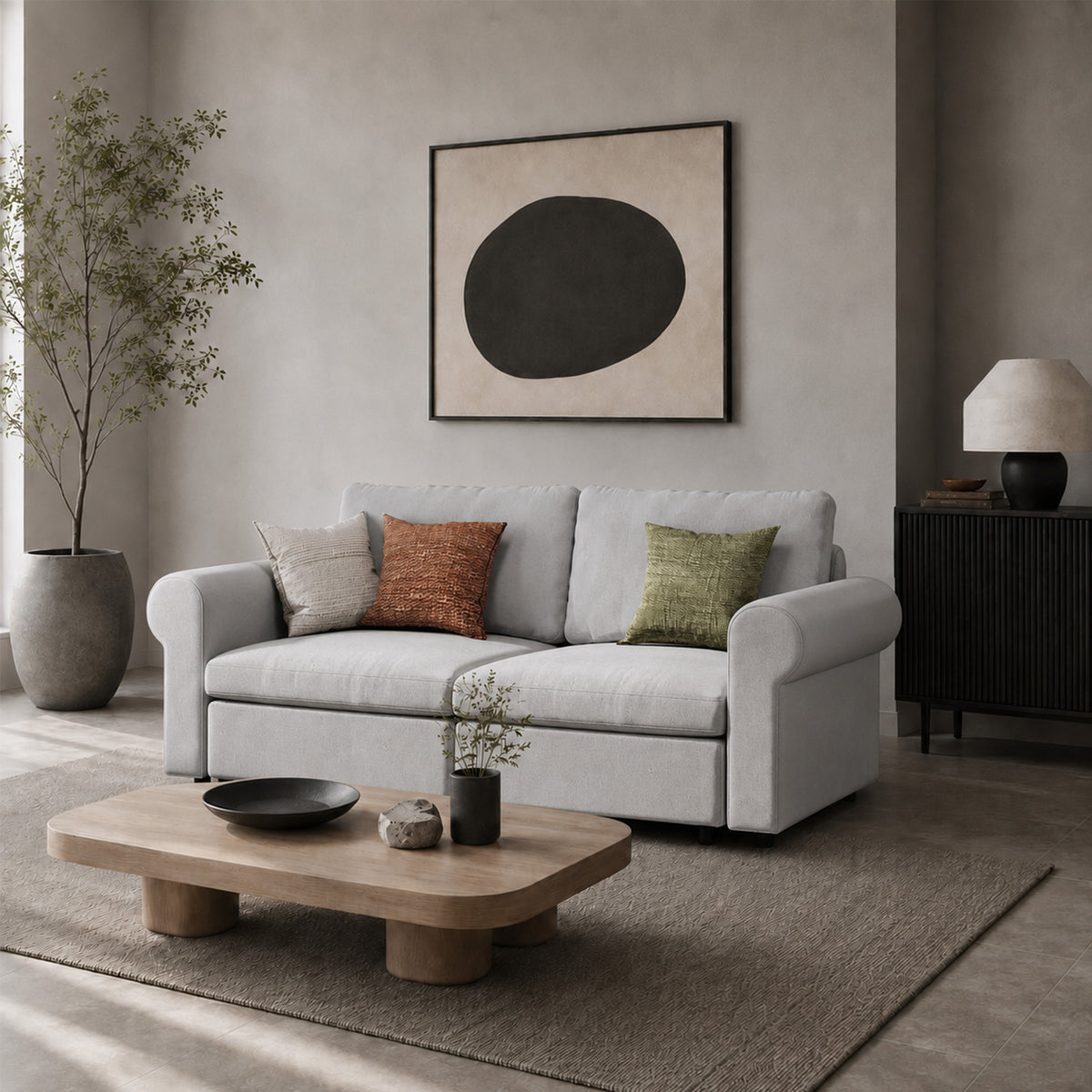 Modular Sectional Sofa - Rounded Arm, Storage Seat, Box Backrest - 35" W x 22" D Per Seat