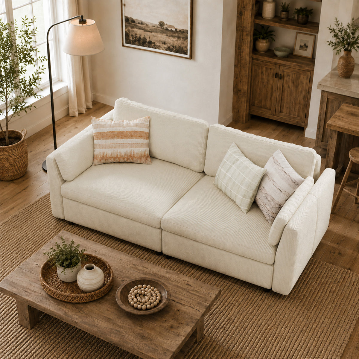 Modular Sectional Sofa - Slim-Profile Arm, Standard Seat, Box Backrest - 35" W x 22" D Per Seat
