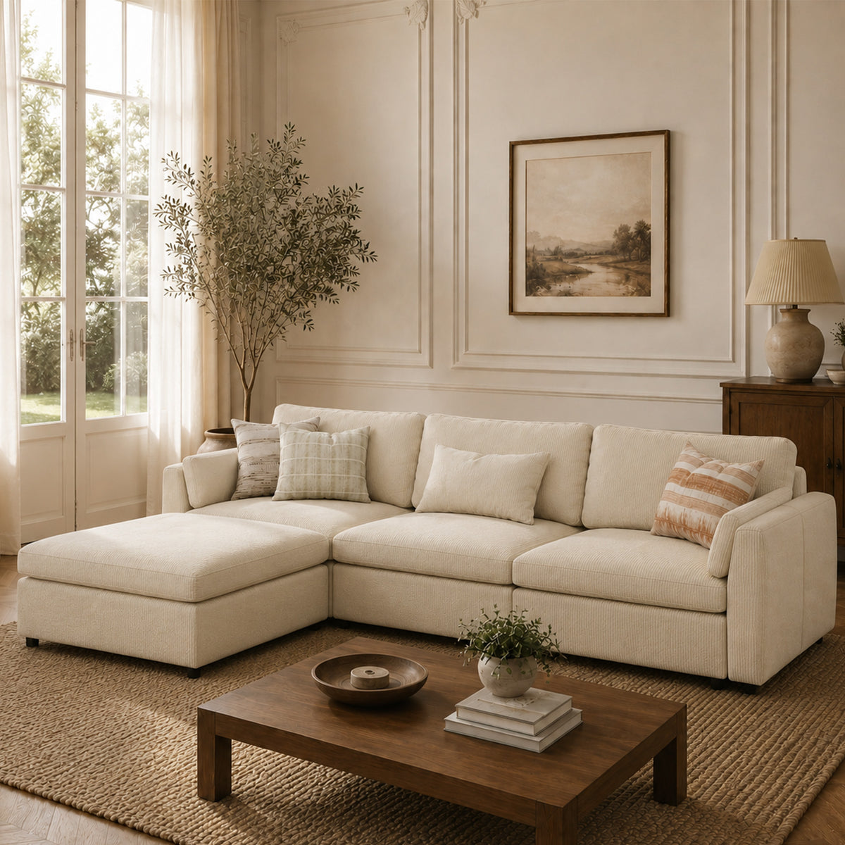 Modular Sectional Sofa - Slim-Profile Arm, Standard Seat, Box Backrest - 35" W x 22" D Per Seat
