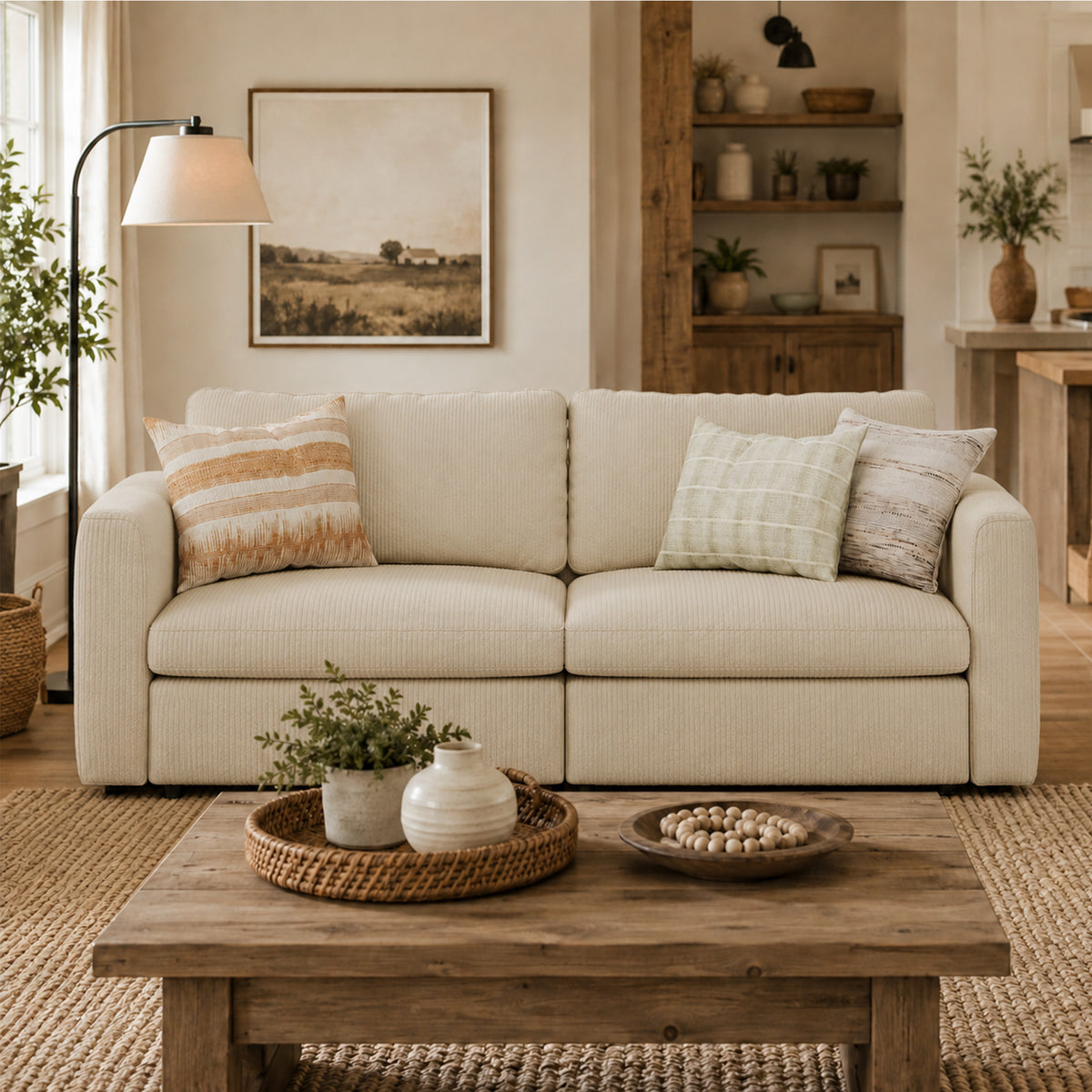 Modular Sectional Sofa - Box Arm, Storage Seat, Box Backrest - 35" W x 22" D Per Seat