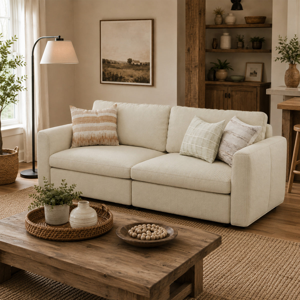 Modular Sectional Sofa - Box Arm, Storage Seat, Box Backrest - 35" W x 22" D Per Seat