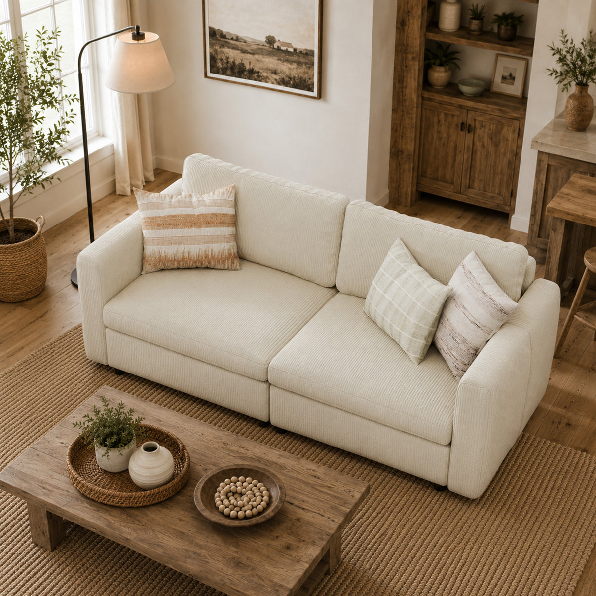 Modular Sectional Sofa - Box Arm, Storage Seat, Box Backrest - 35" W x 22" D Per Seat