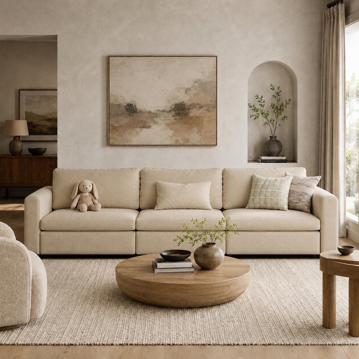 Modular Sectional Sofa - Box Arm, Storage Seat, Box Backrest - 35" W x 22" D Per Seat