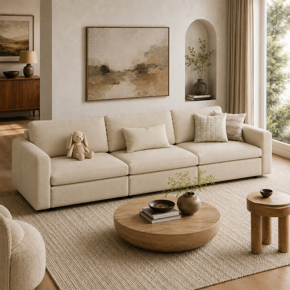 Modular Sectional Sofa - Box Arm, Storage Seat, Box Backrest - 35" W x 22" D Per Seat