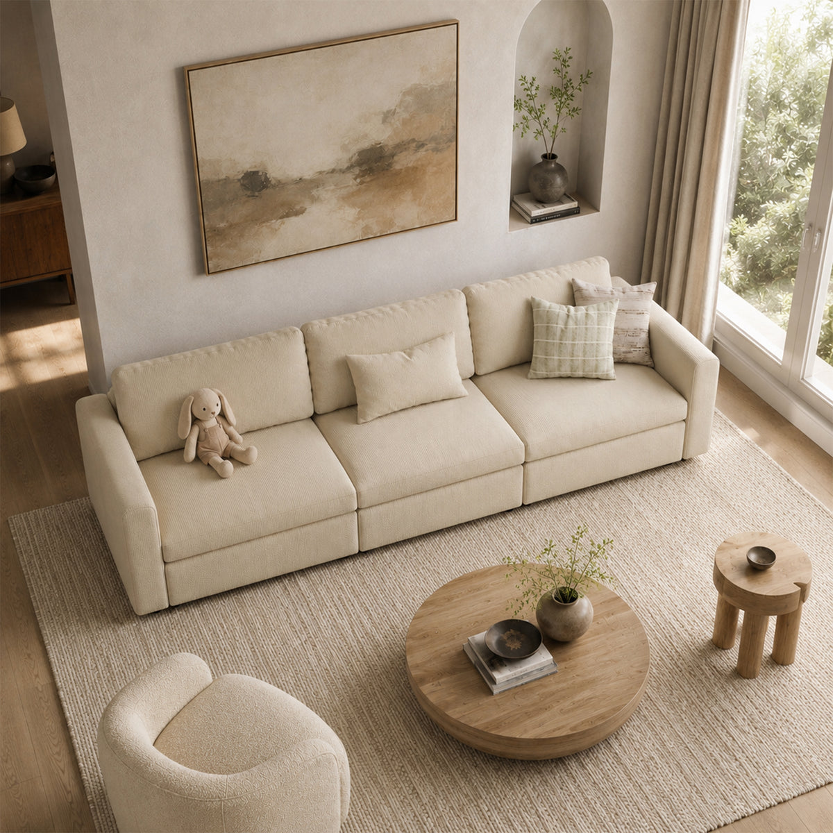 Modular Sectional Sofa - Box Arm, Storage Seat, Box Backrest - 35" W x 22" D Per Seat