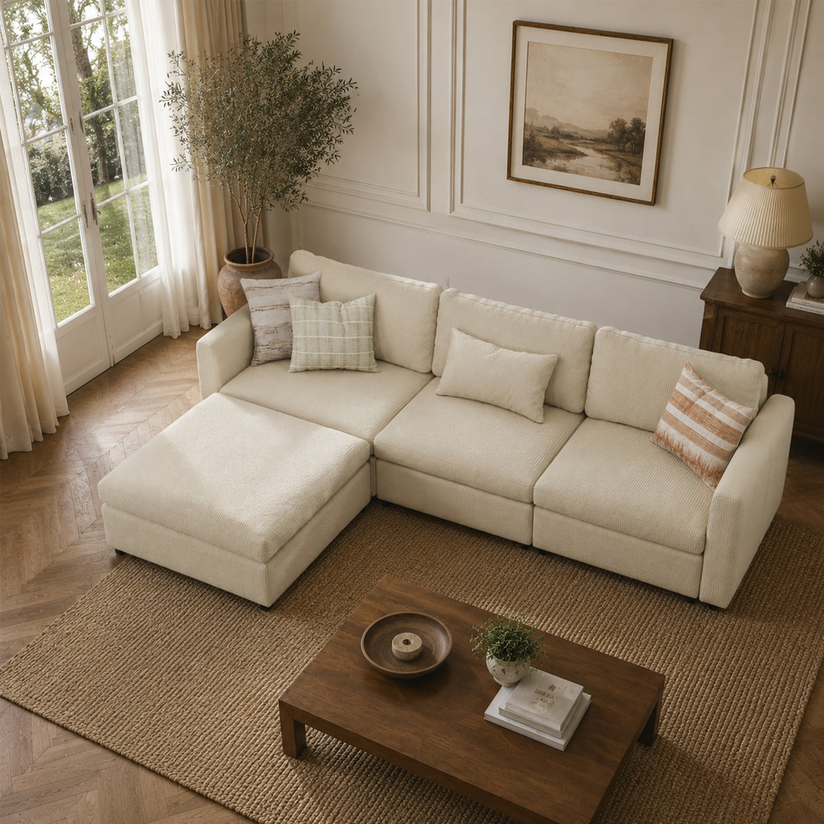 Modular Sectional Sofa - Box Arm, Storage Seat, Box Backrest - 35" W x 22" D Per Seat