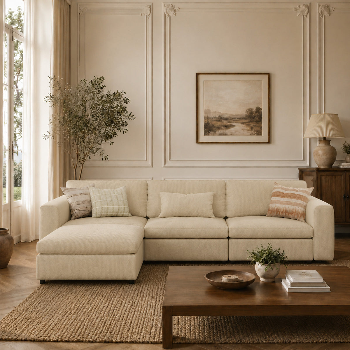 Modular Sectional Sofa - Wide Block Arm, Storage Seat, Box Backrest - 35" W x 22" D Per Seat