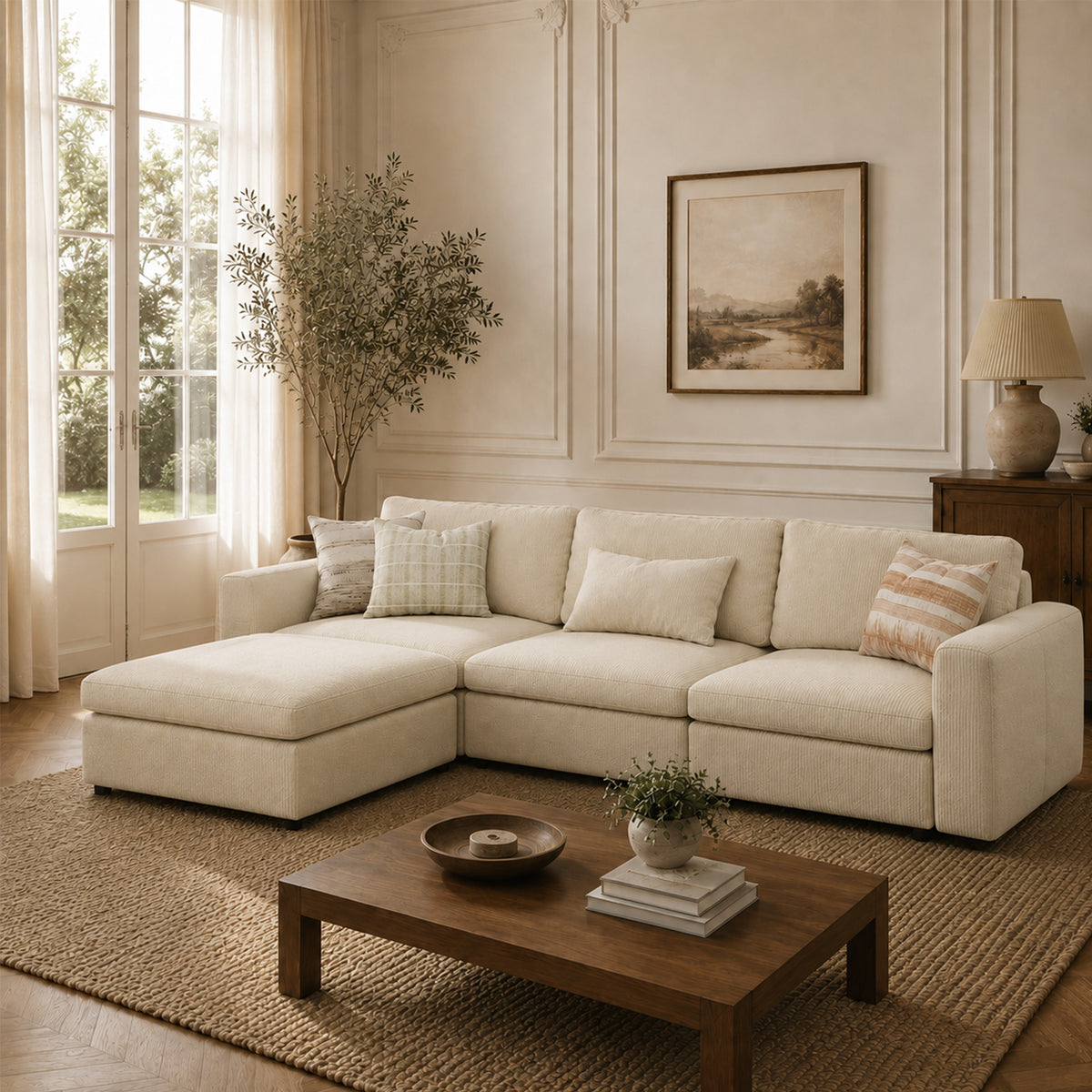 Modular Sectional Sofa - Wide Block Arm, Storage Seat, Box Backrest - 35" W x 22" D Per Seat