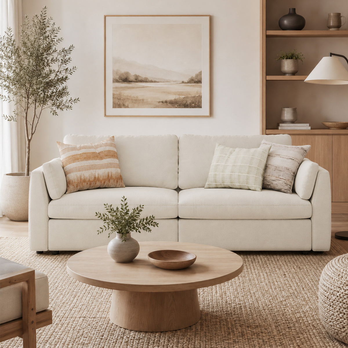 Modular Sectional Sofa - Slim-Profile Arm, Standard Seat, Box Backrest - 35" W x 22" D Per Seat