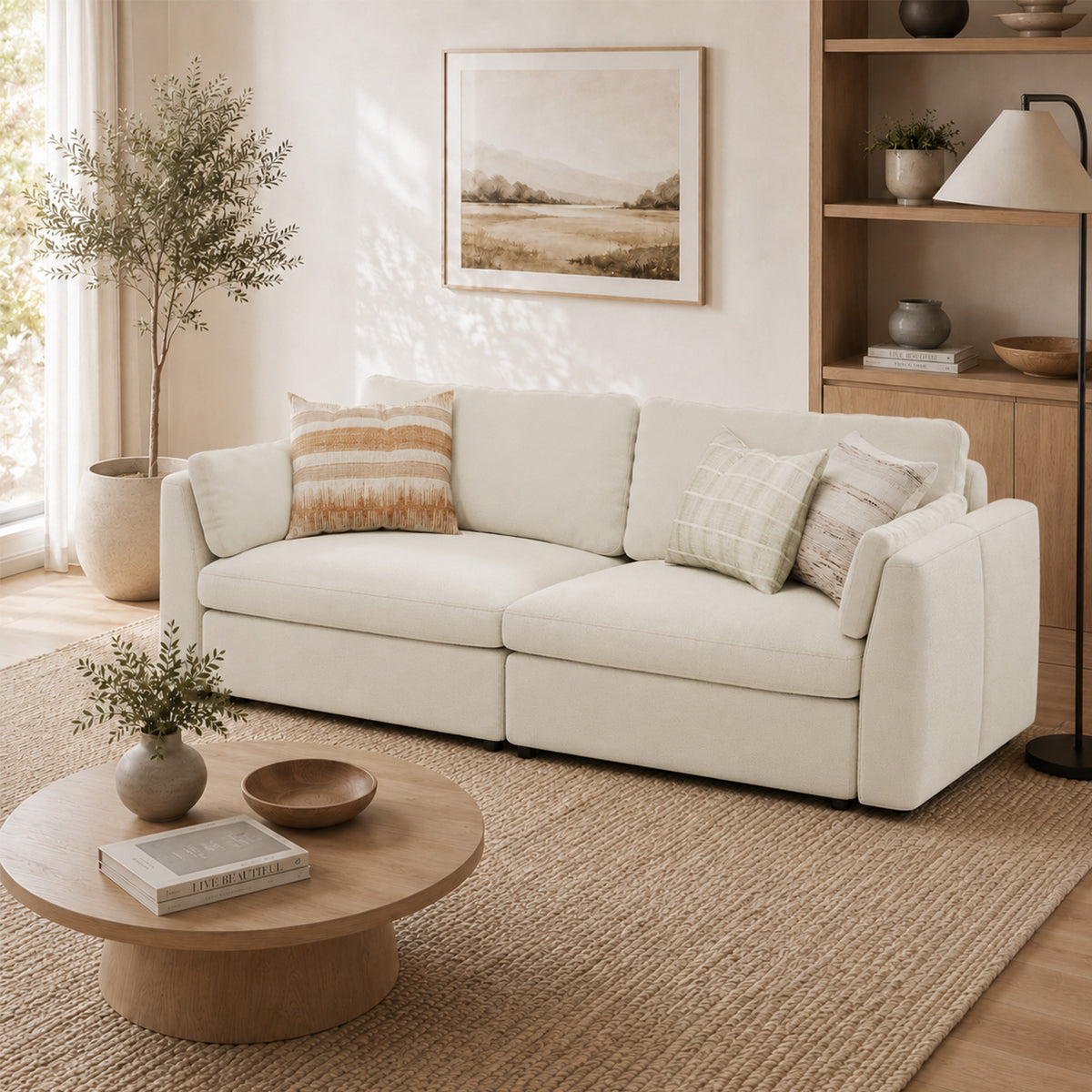 Modular Sectional Sofa - Slim-Profile Arm, Standard Seat, Box Backrest - 35" W x 22" D Per Seat