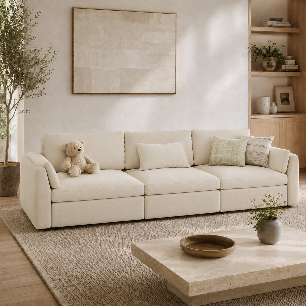 Modular Sectional Sofa - Slim-Profile Arm, Standard Seat, Box Backrest - 35" W x 22" D Per Seat