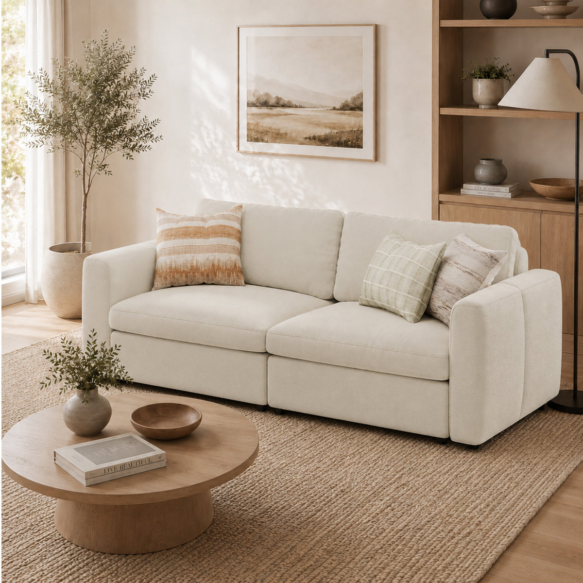 Modular Sectional Sofa - Box Arm, Storage Seat, Box Backrest - 35" W x 22" D Per Seat
