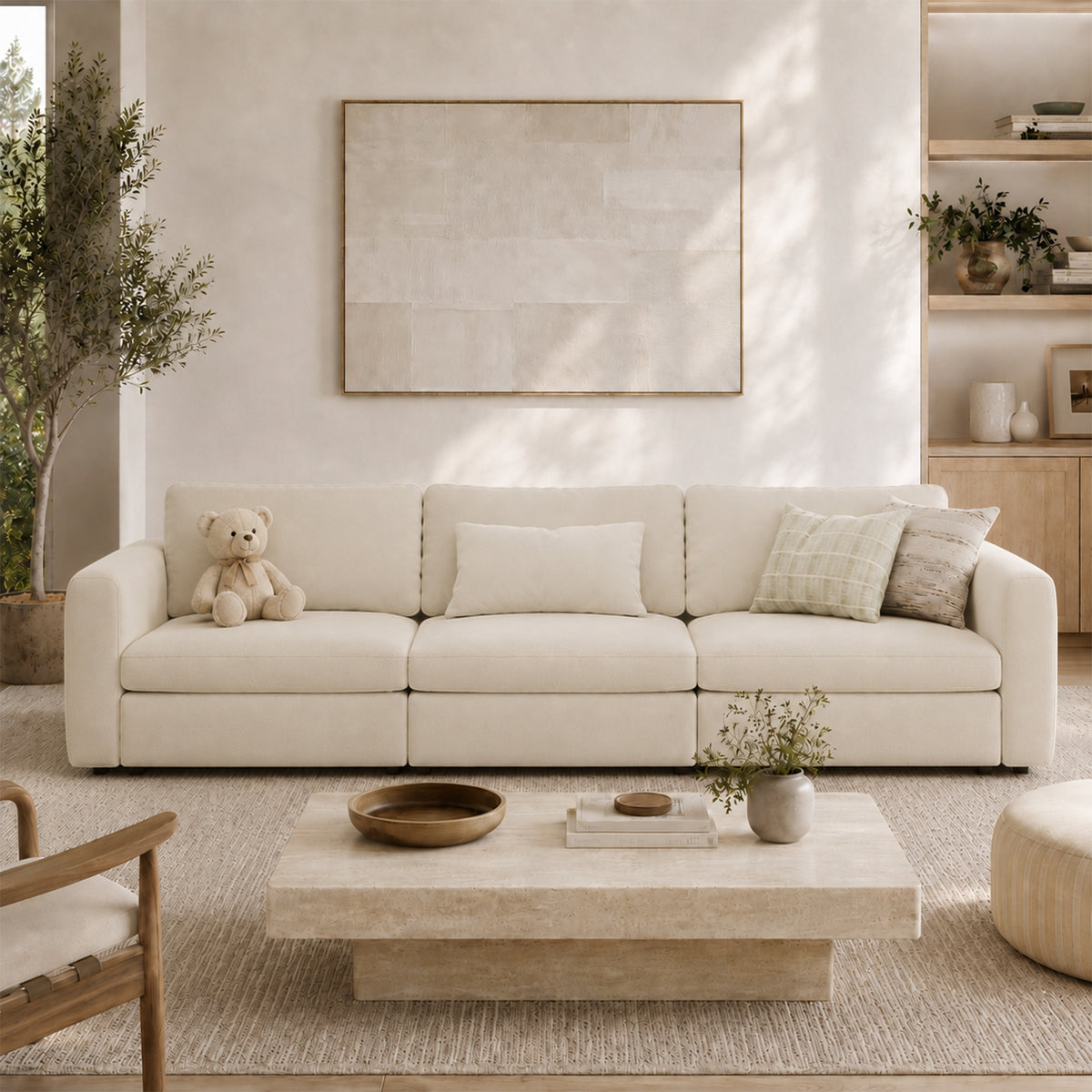 Modular Sectional Sofa - Box Arm, Storage Seat, Box Backrest - 35" W x 22" D Per Seat