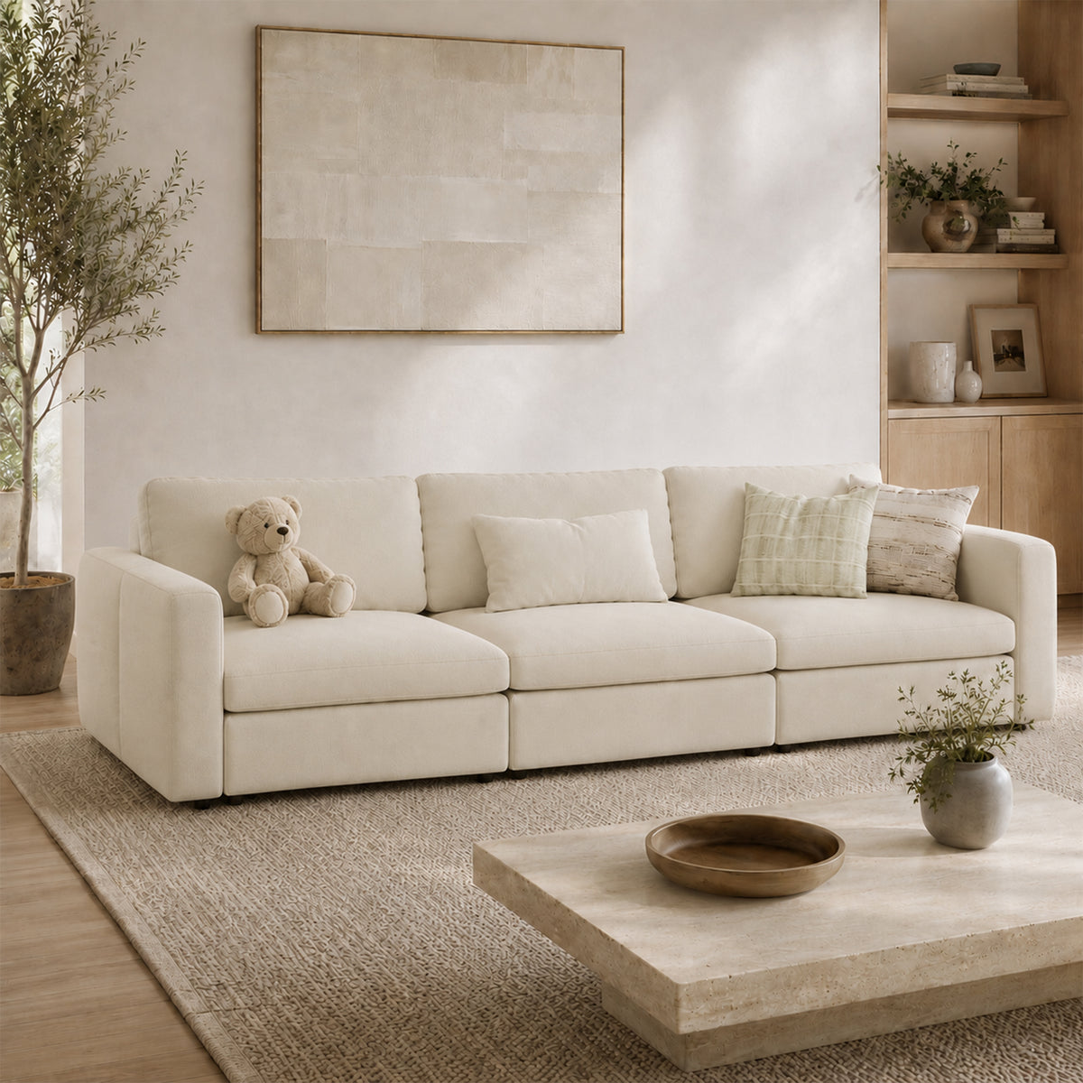 Modular Sectional Sofa - Box Arm, Storage Seat, Box Backrest - 35" W x 22" D Per Seat