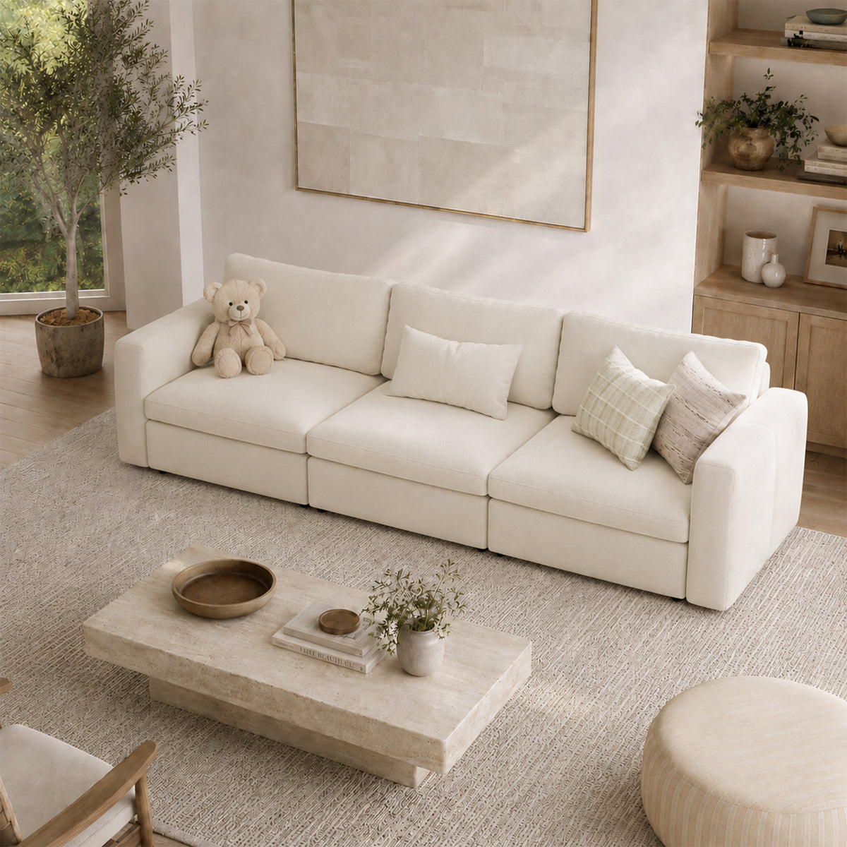 Modular Sectional Sofa - Box Arm, Storage Seat, Box Backrest - 35" W x 22" D Per Seat