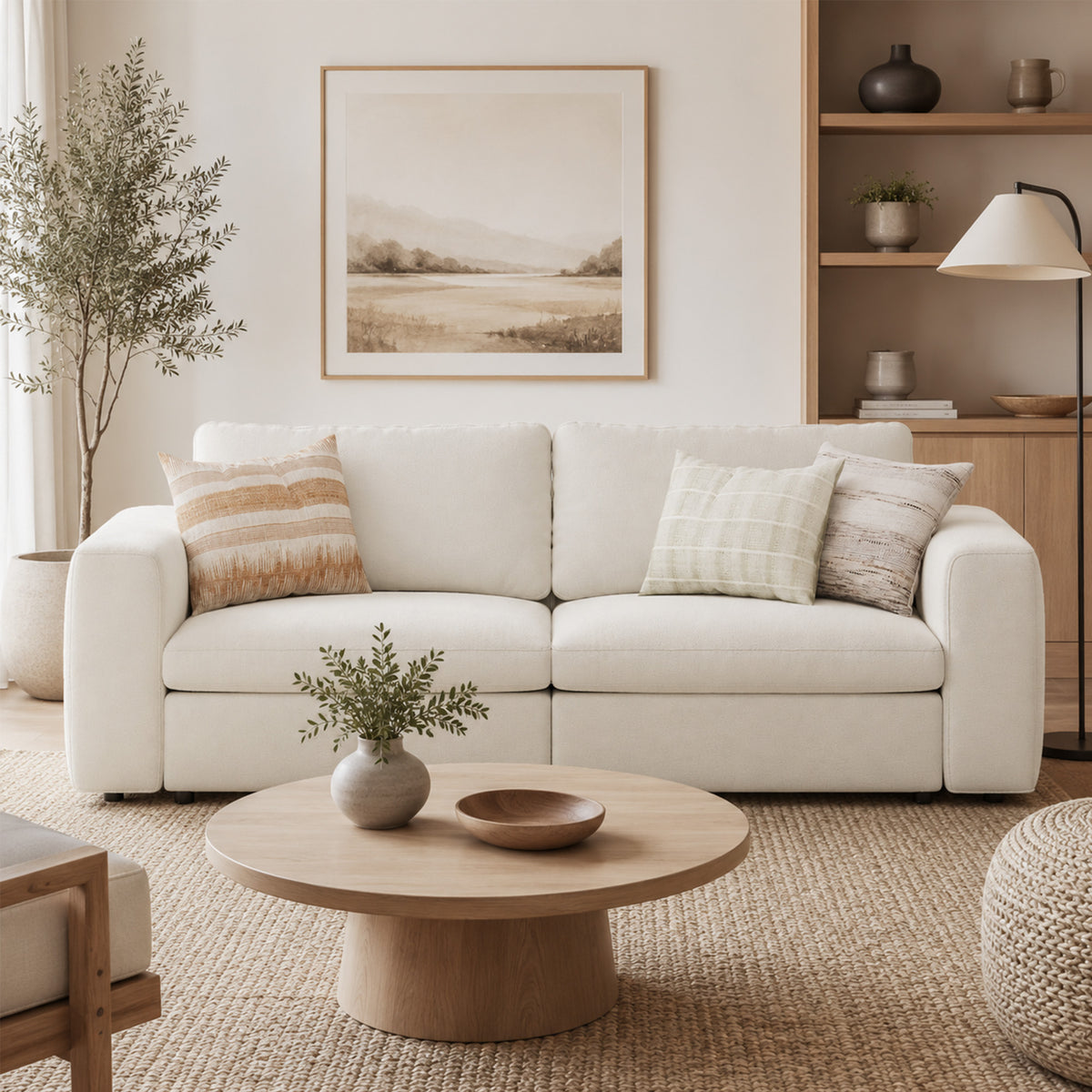 Modular Sectional Sofa - Wide Block Arm, Storage Seat, Box Backrest - 35" W x 22" D Per Seat