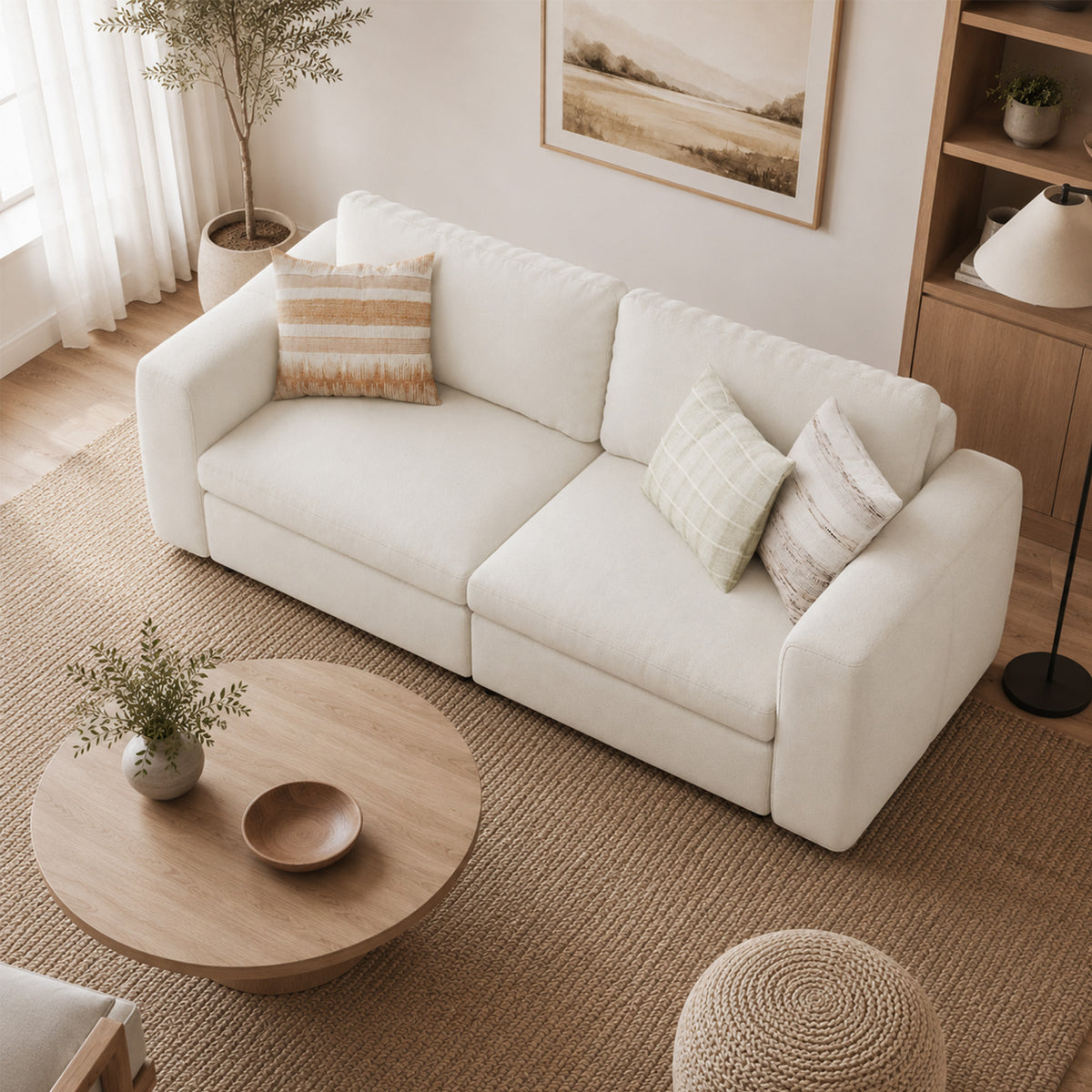 Modular Sectional Sofa - Wide Block Arm, Storage Seat, Box Backrest - 35" W x 22" D Per Seat