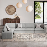 L-Shape Dove Grey Corduroy Modular Sofa with Deep Seat