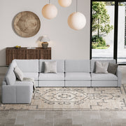 L-Shape Dove Grey Chenille Modular Sofa with Deep Seat