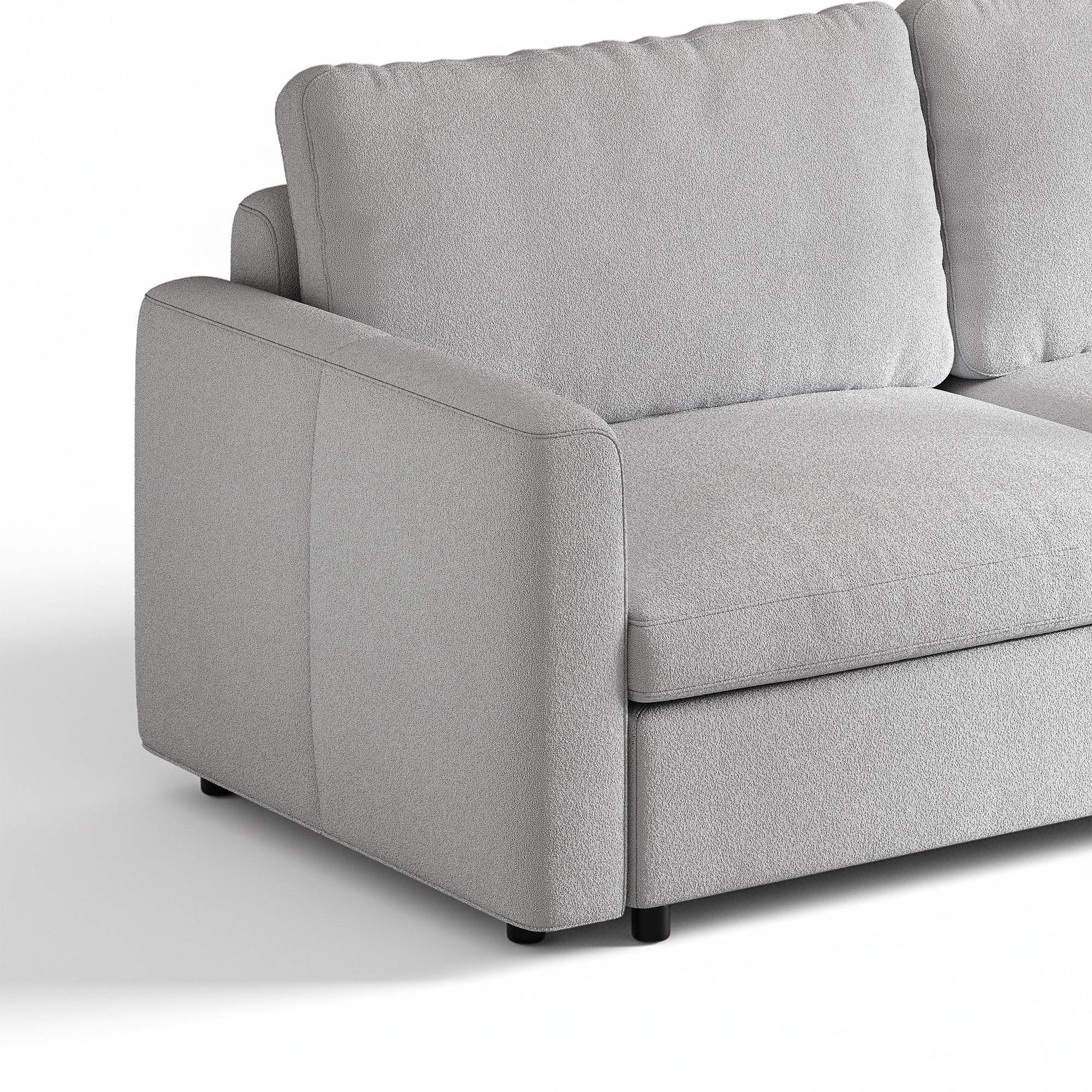 L-Shape Dove Grey Chenille Modular Sofa with Deep Seat