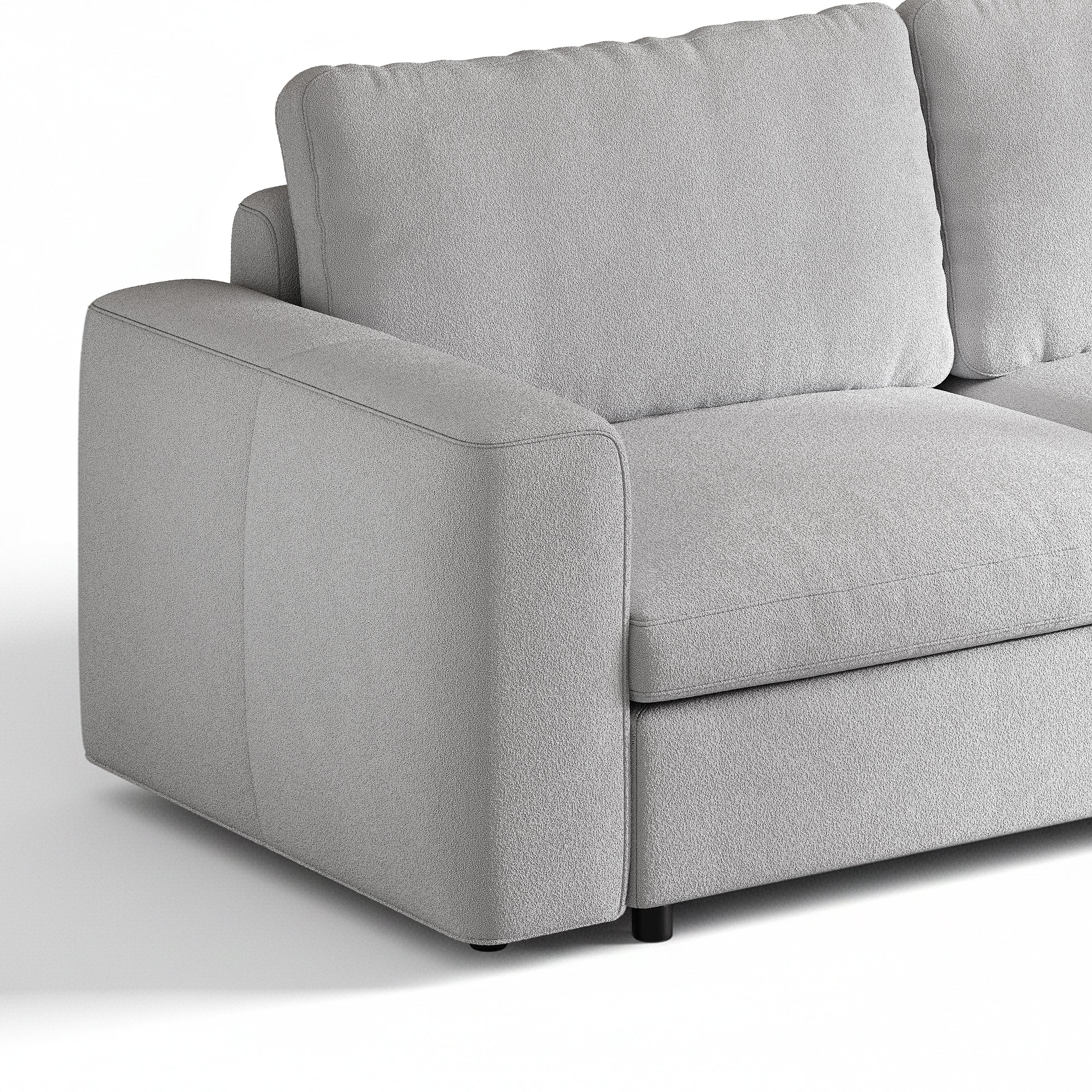 L-Shape Dove Grey Chenille Modular Sofa with Deep Seat