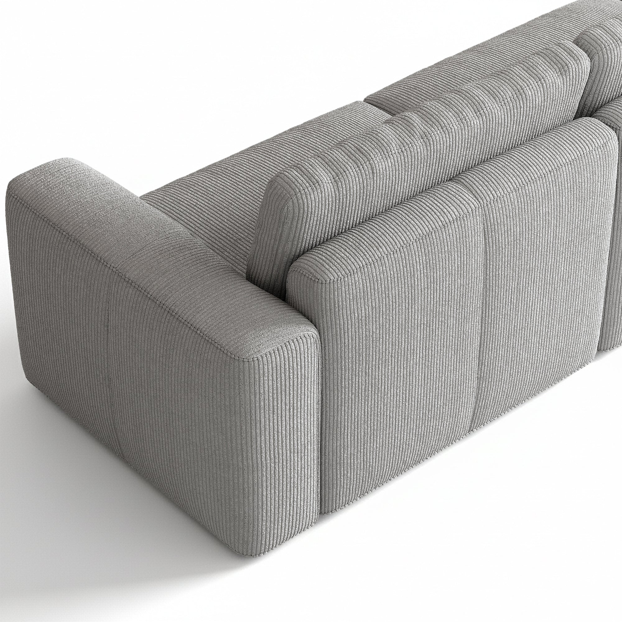 L-Shape Dove Grey Corduroy Modular Sofa with Deep Seat