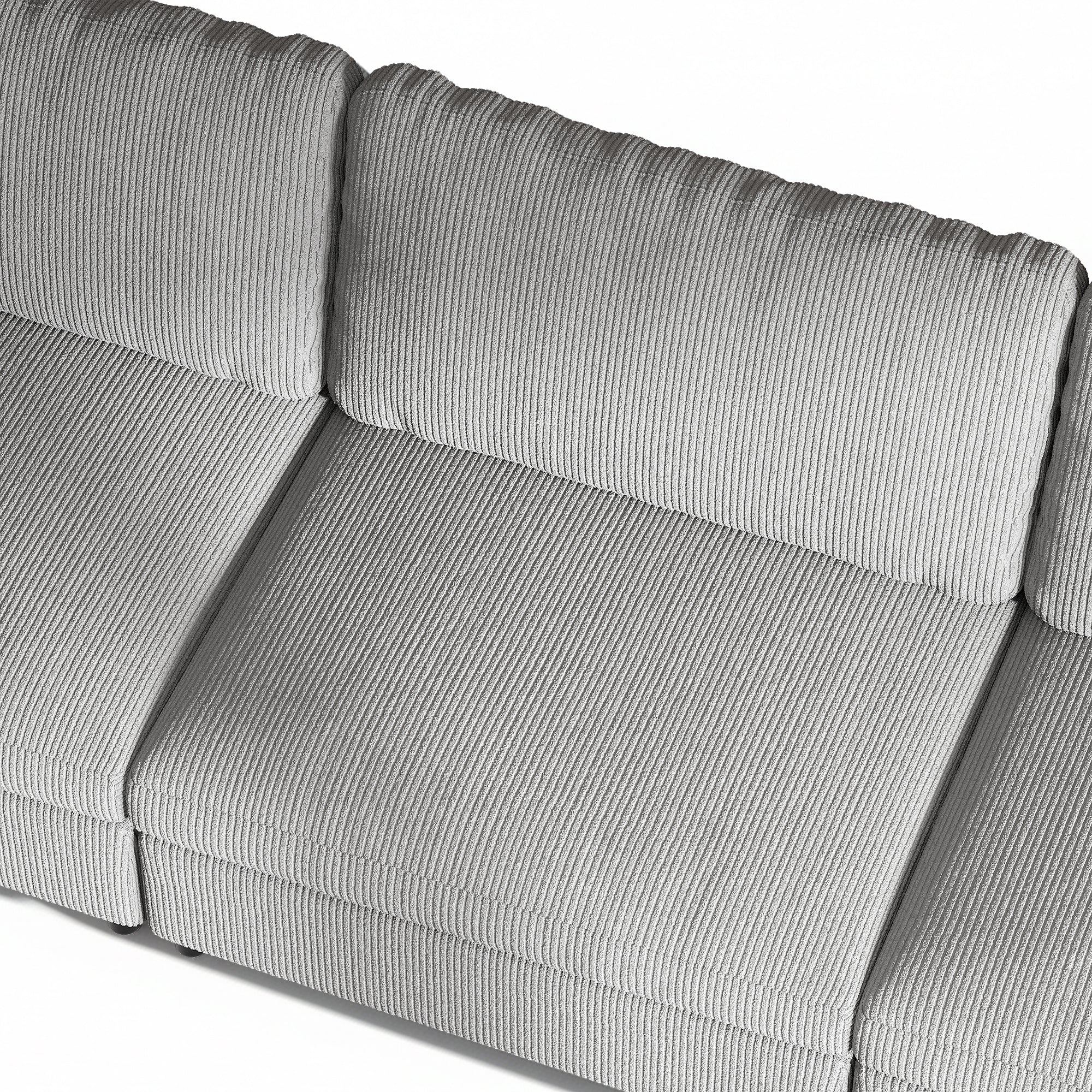 L-Shape Dove Grey Corduroy Modular Sofa with Deep Seat