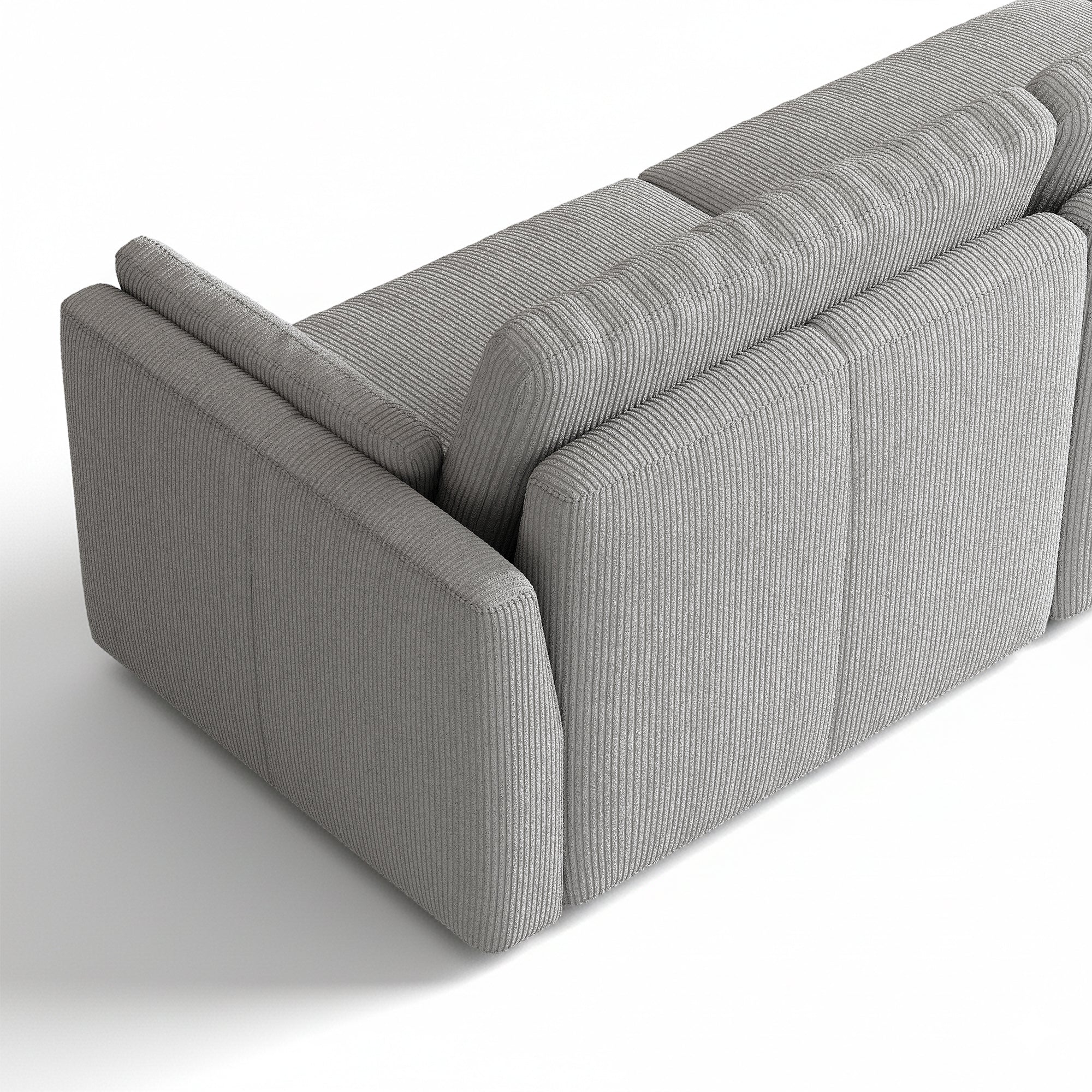 L-Shape Dove Grey Corduroy Modular Sofa with Deep Seat