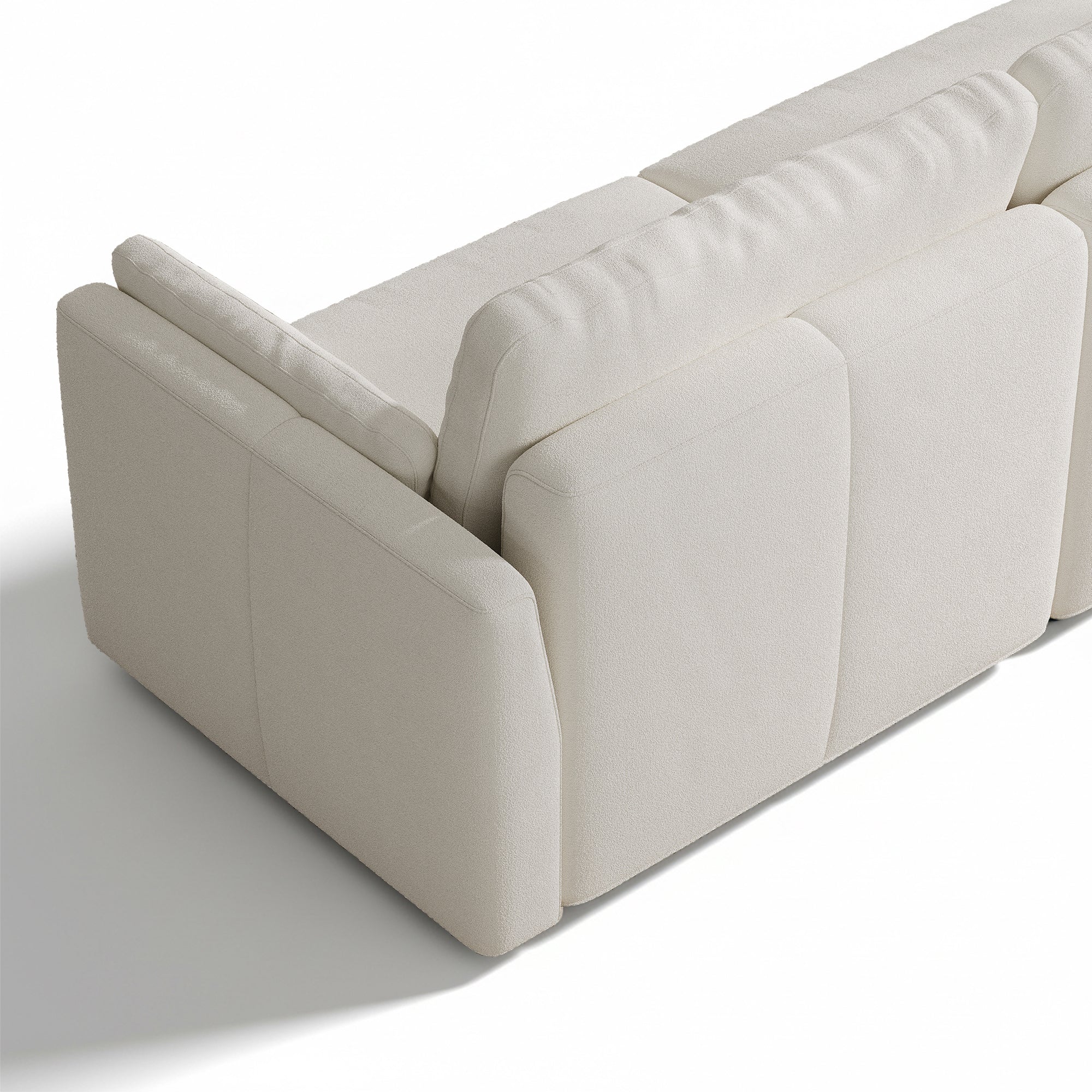 L-Shape Cream Chenille Modular Sofa with Deep Seat