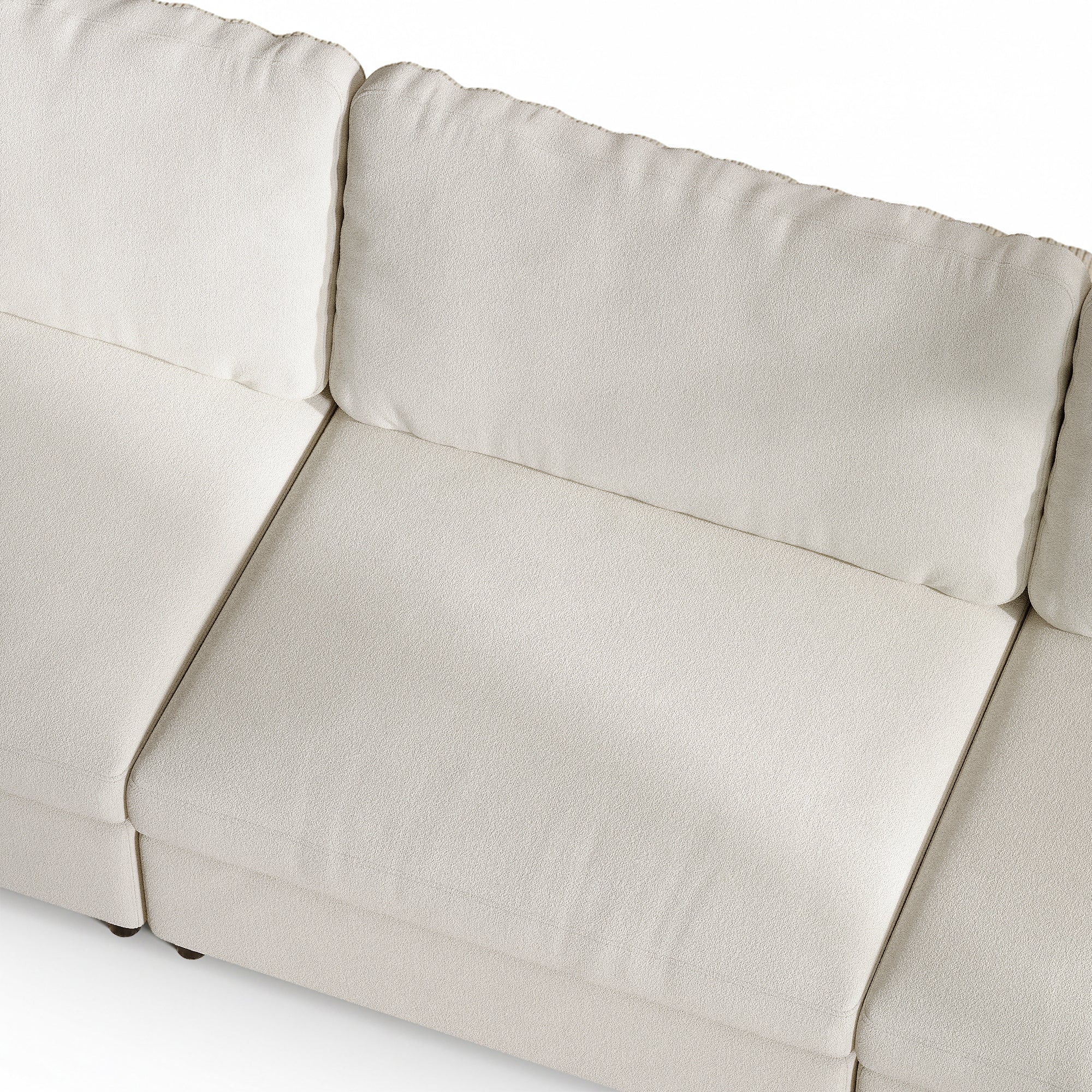 L-Shape Cream Chenille Modular Sofa with Deep Seat
