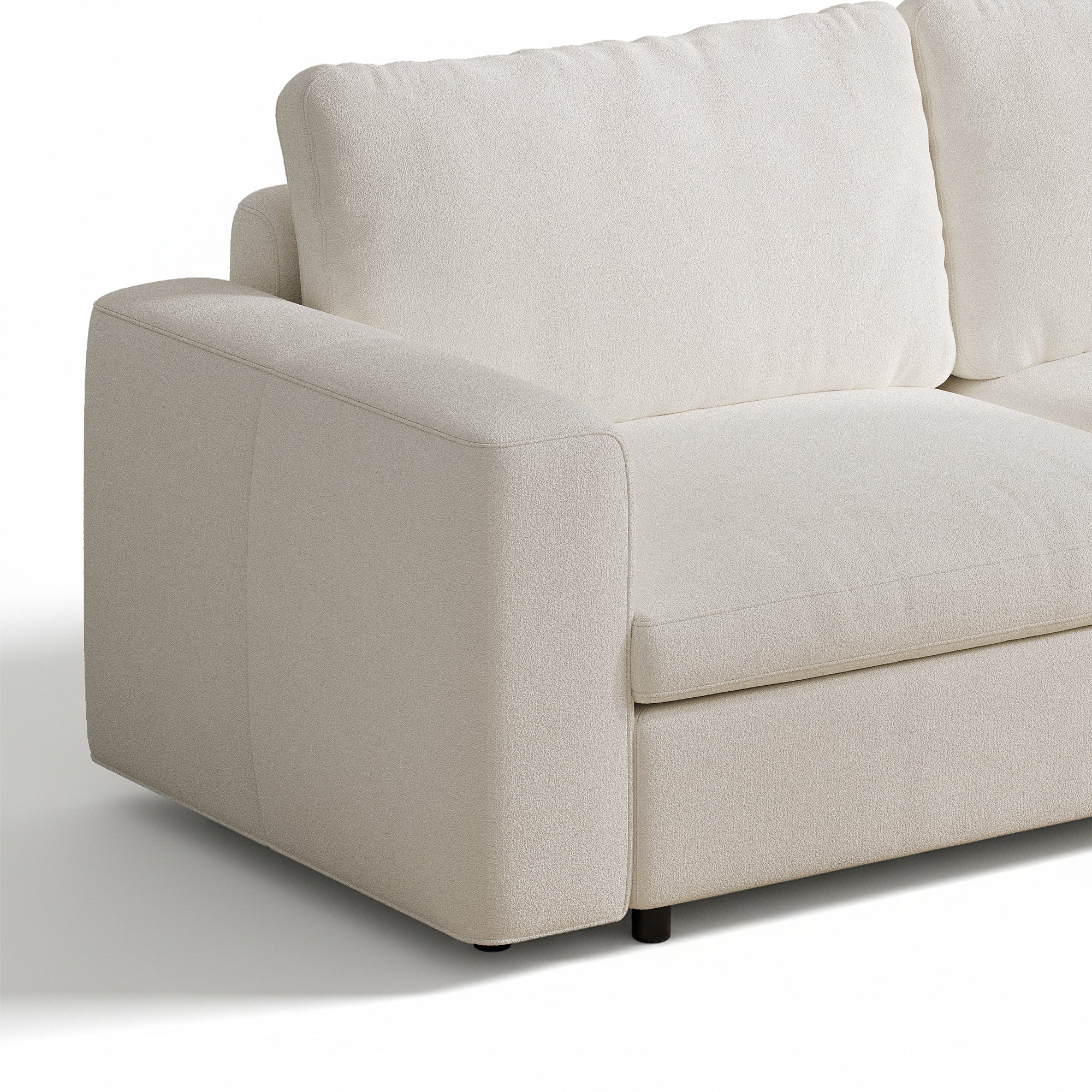 L-Shape Cream Chenille Modular Sofa with Deep Seat