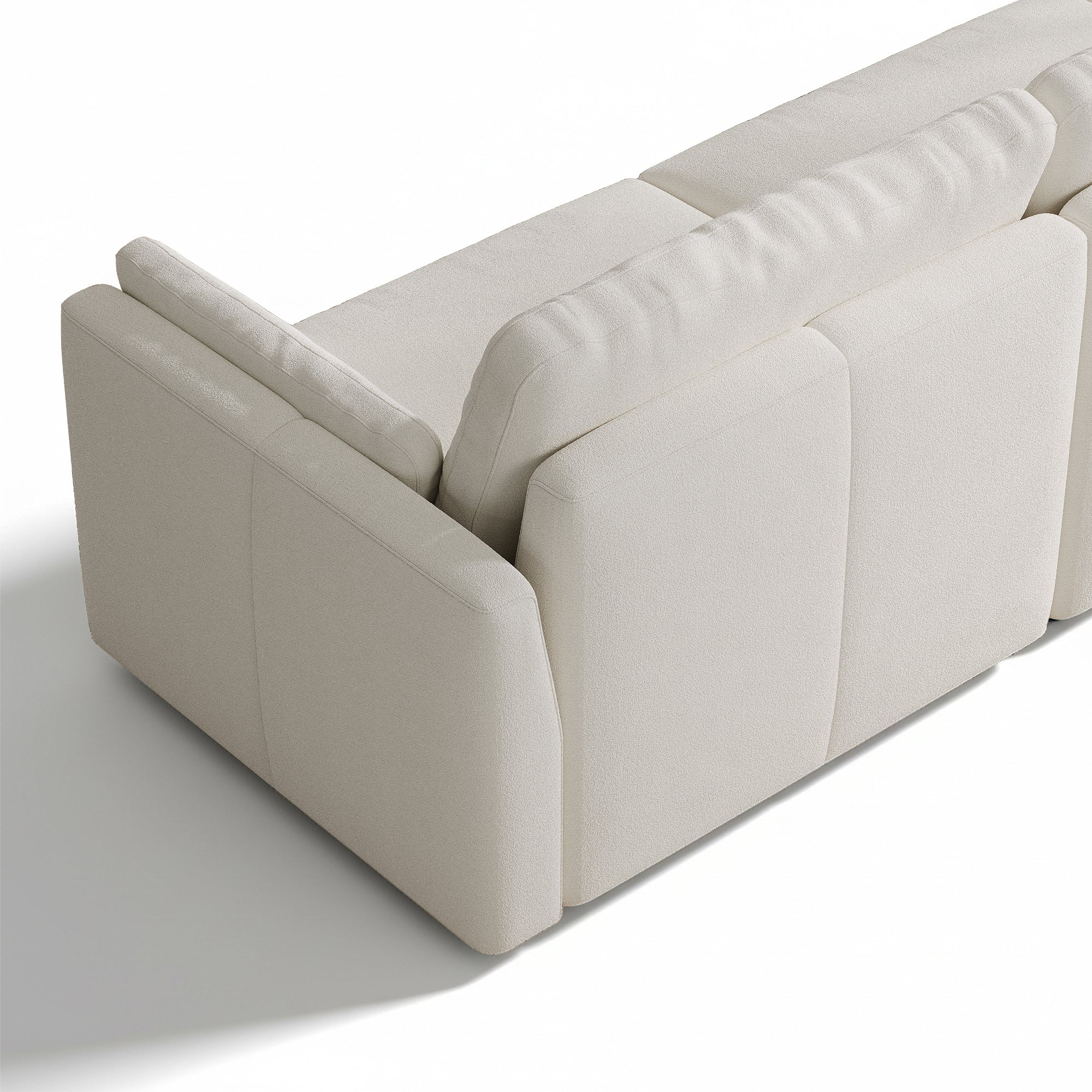 L-Shape Cream Chenille Modular Sofa with Deep Seat