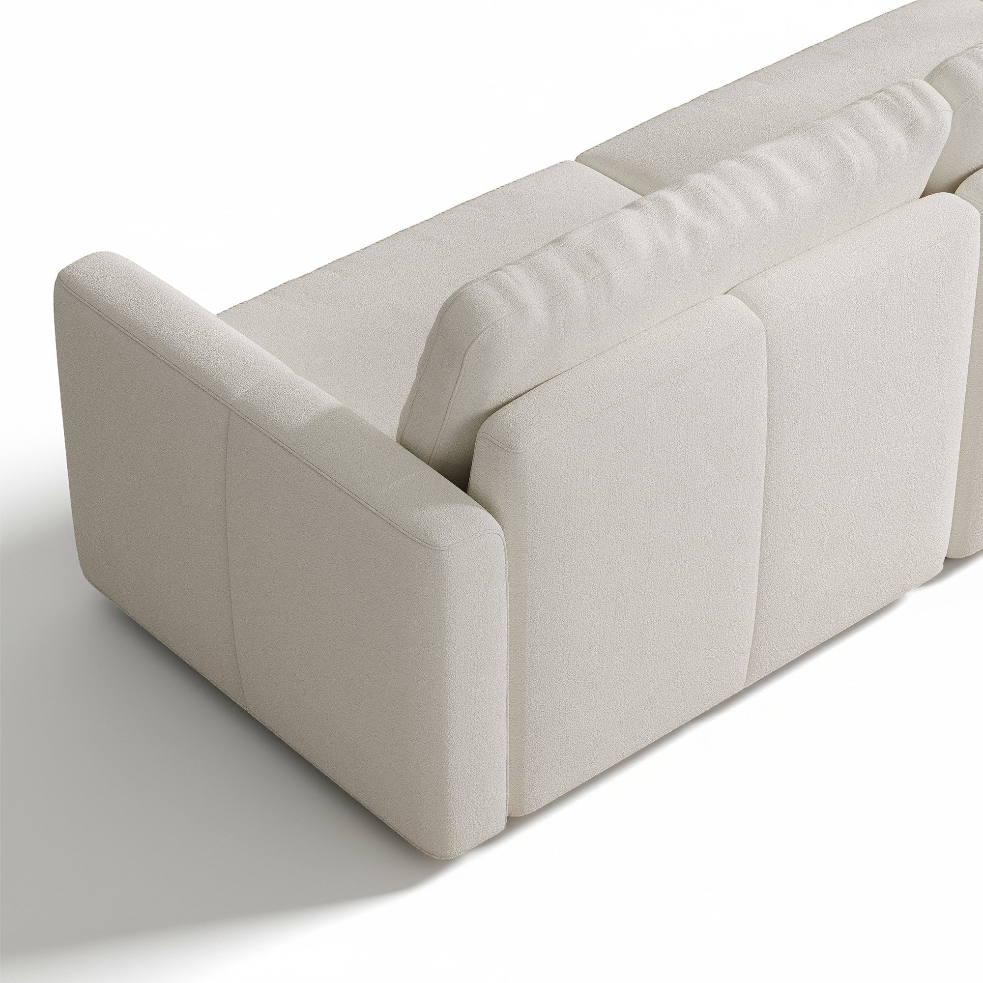 L-Shape Cream Chenille Modular Sofa with Deep Seat