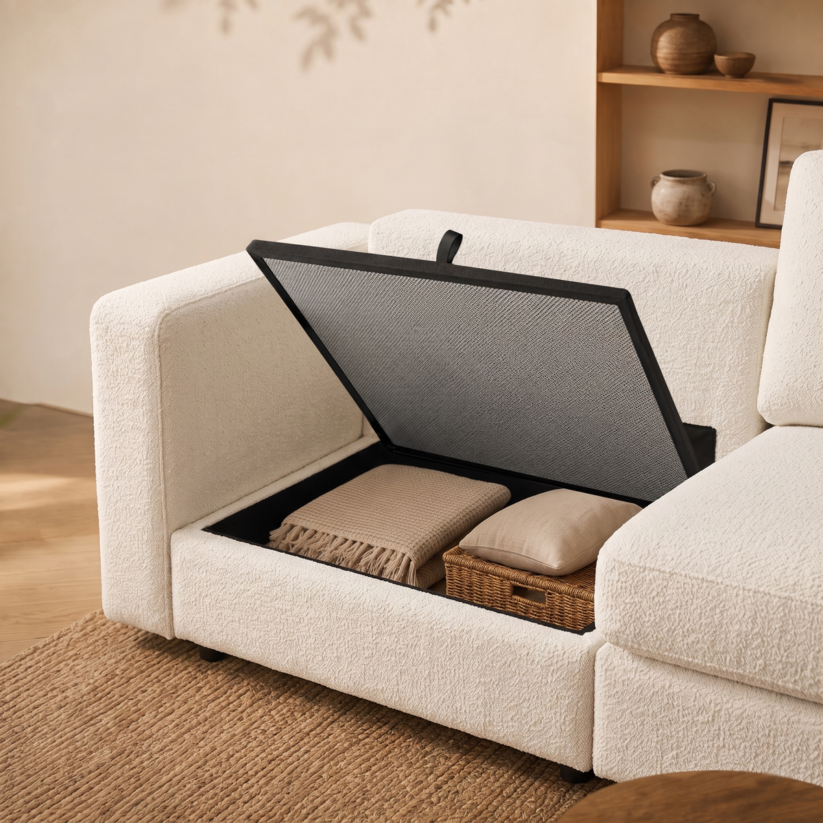 Modular Sectional Sofa - Box Arm, Storage Seat, Box Backrest - 35" W x 22" D Per Seat