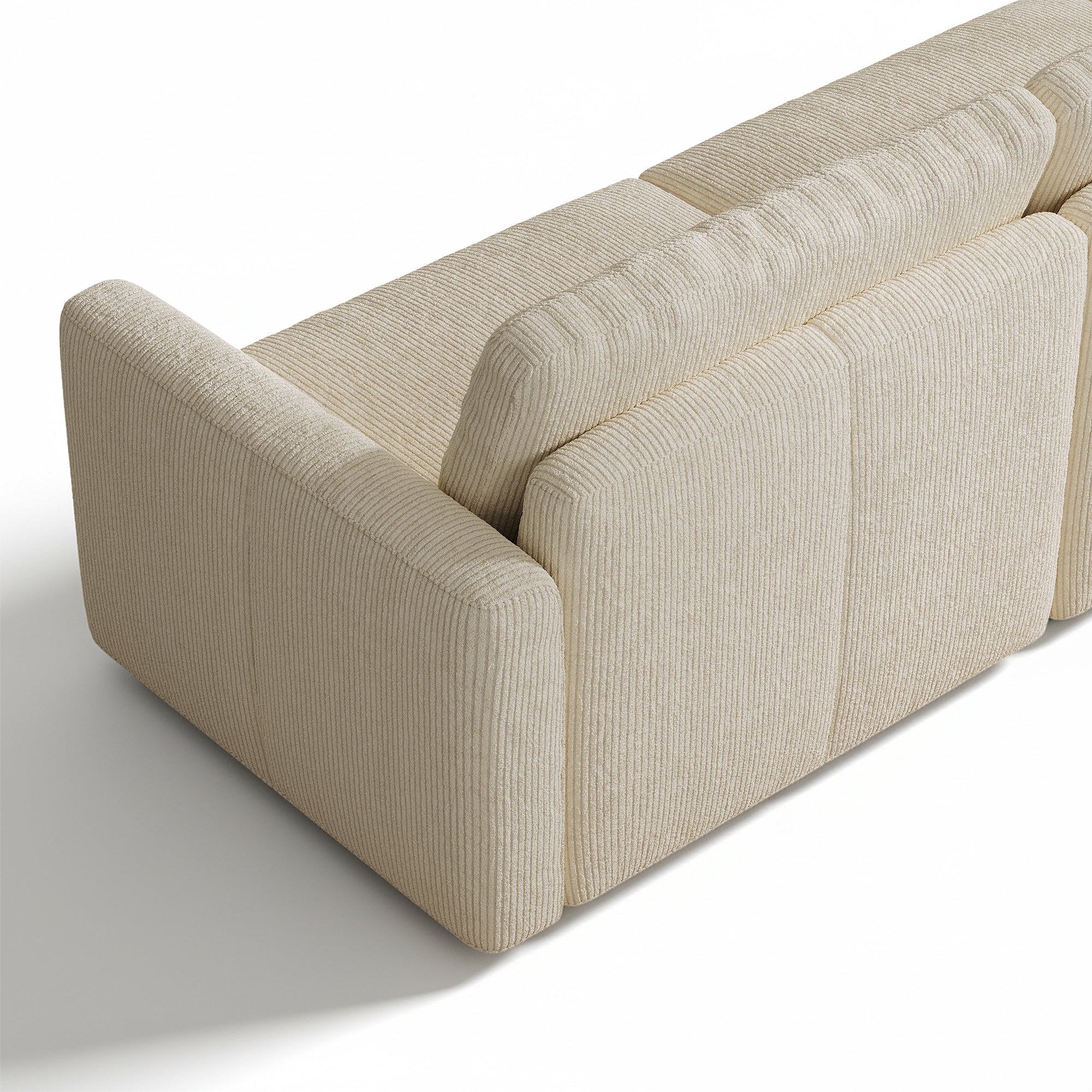 3-Seater + Ottoman Cream Corduroy Modular Sofa with Deep Seat