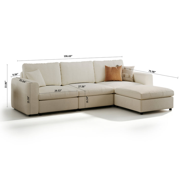 Modular Sectional Sofa - Wide Block Arm, Standard Seat, Box Backrest - 29.5" W x 27.5" D Per Seat