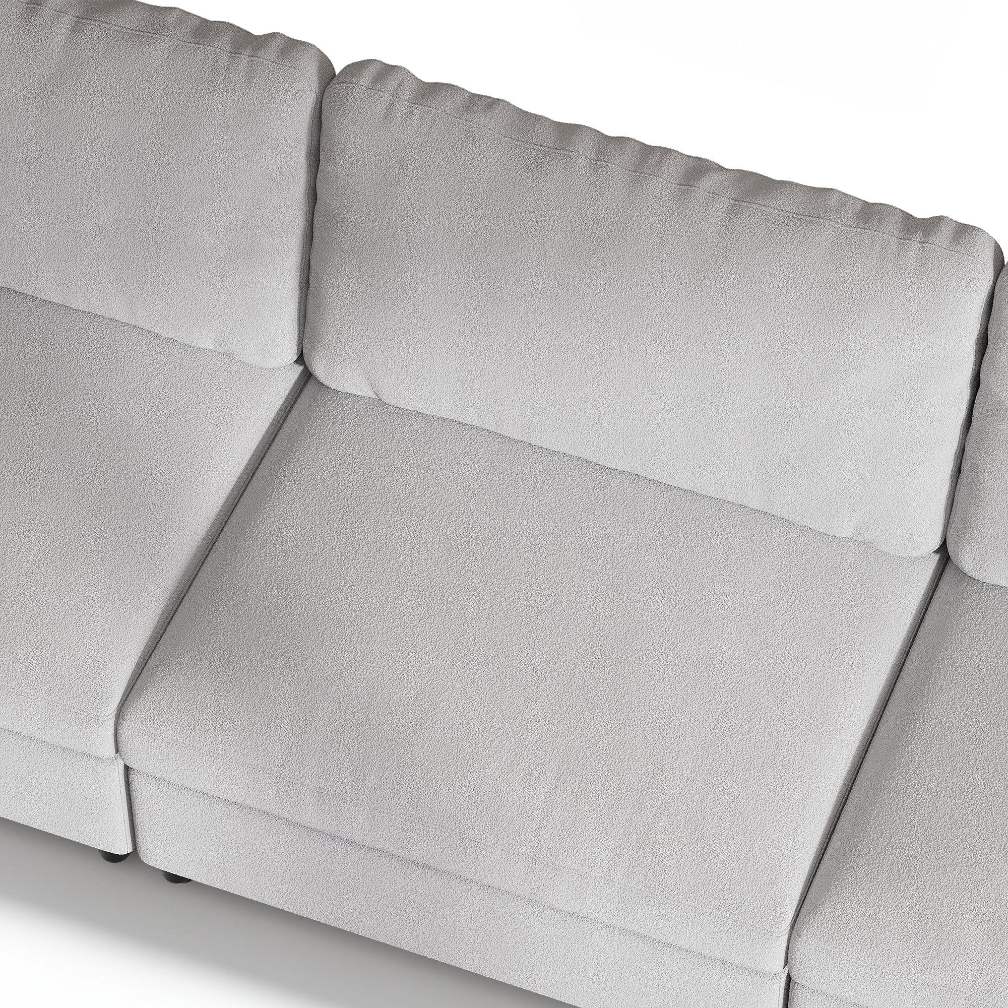 3-Seater + Ottoman Dove Grey Chenille Modular Sofa with Wide Seat