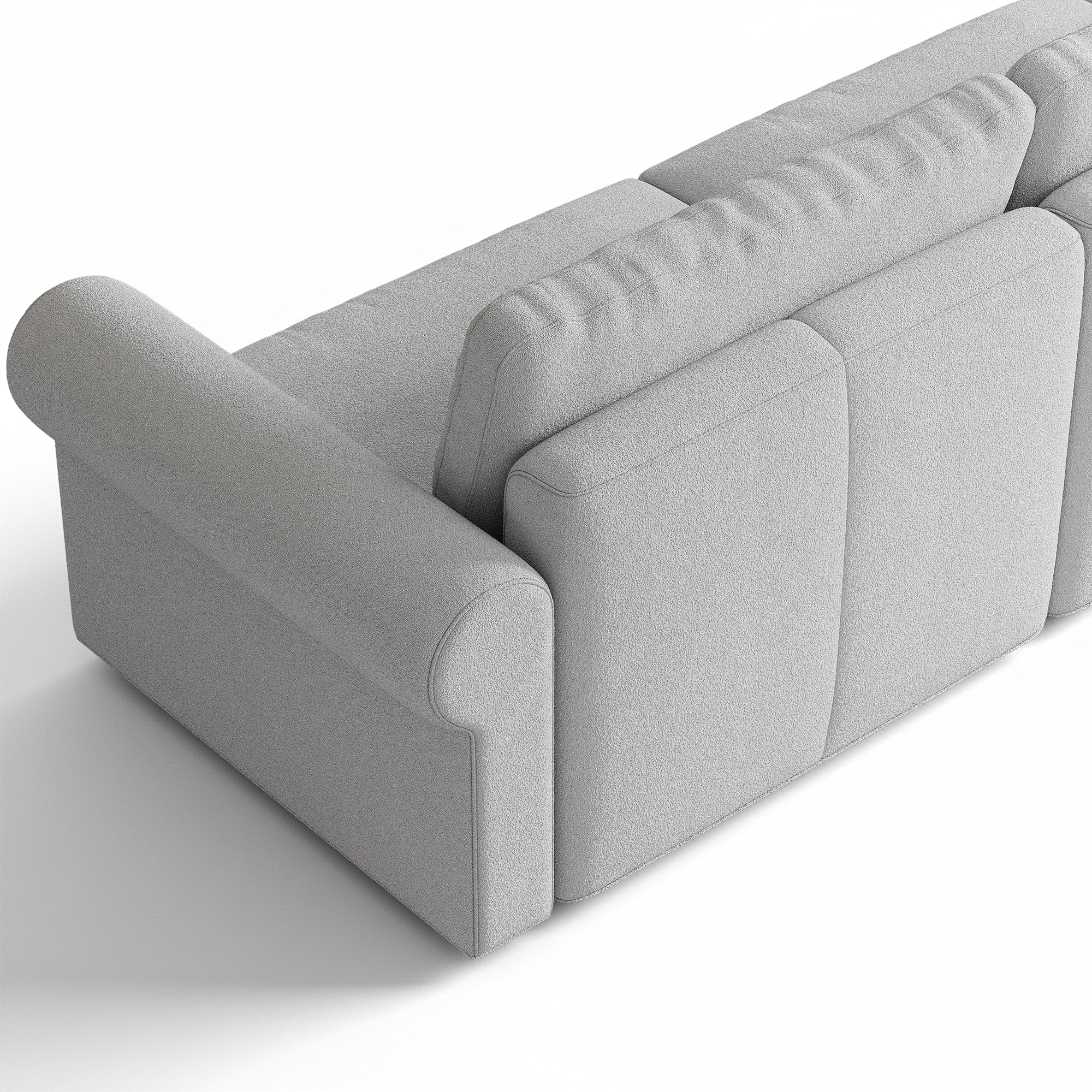 3-Seater + Ottoman Dove Grey Chenille Modular Sofa with Wide Seat
