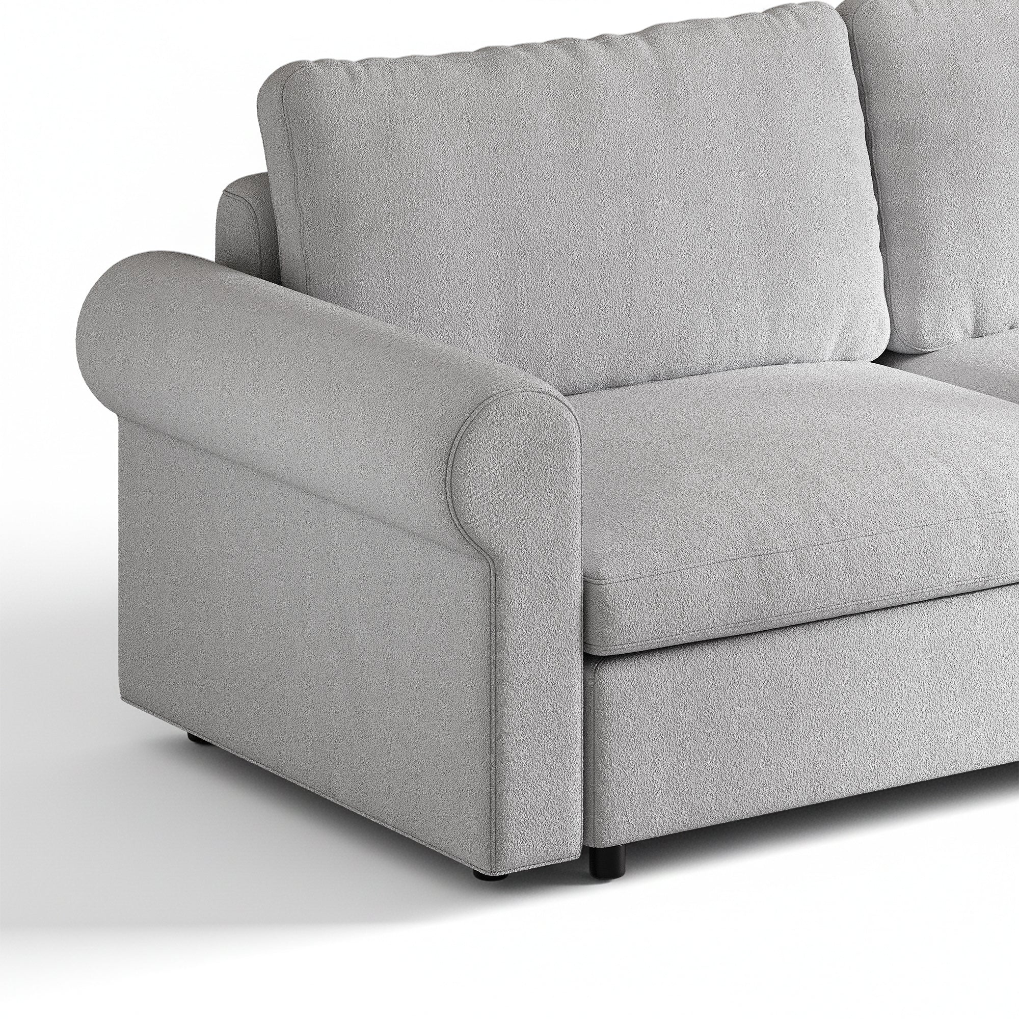 3-Seater + Ottoman Dove Grey Chenille Modular Sofa with Wide Seat