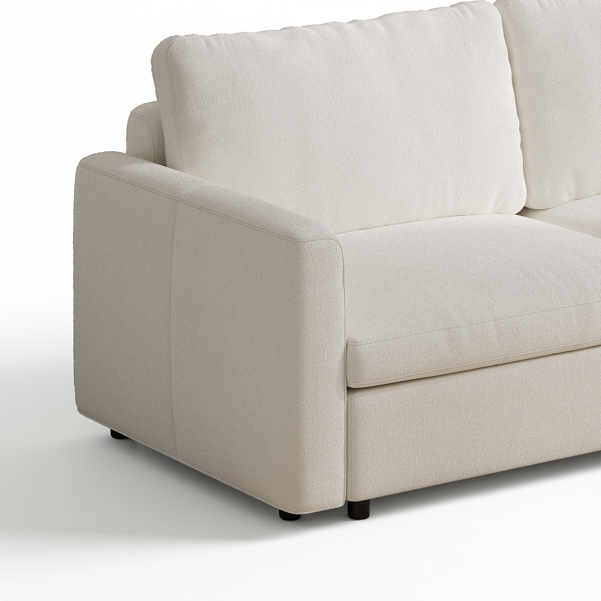 3-Seater + Ottoman Cream Chenille Modular Sofa with Deep Seat