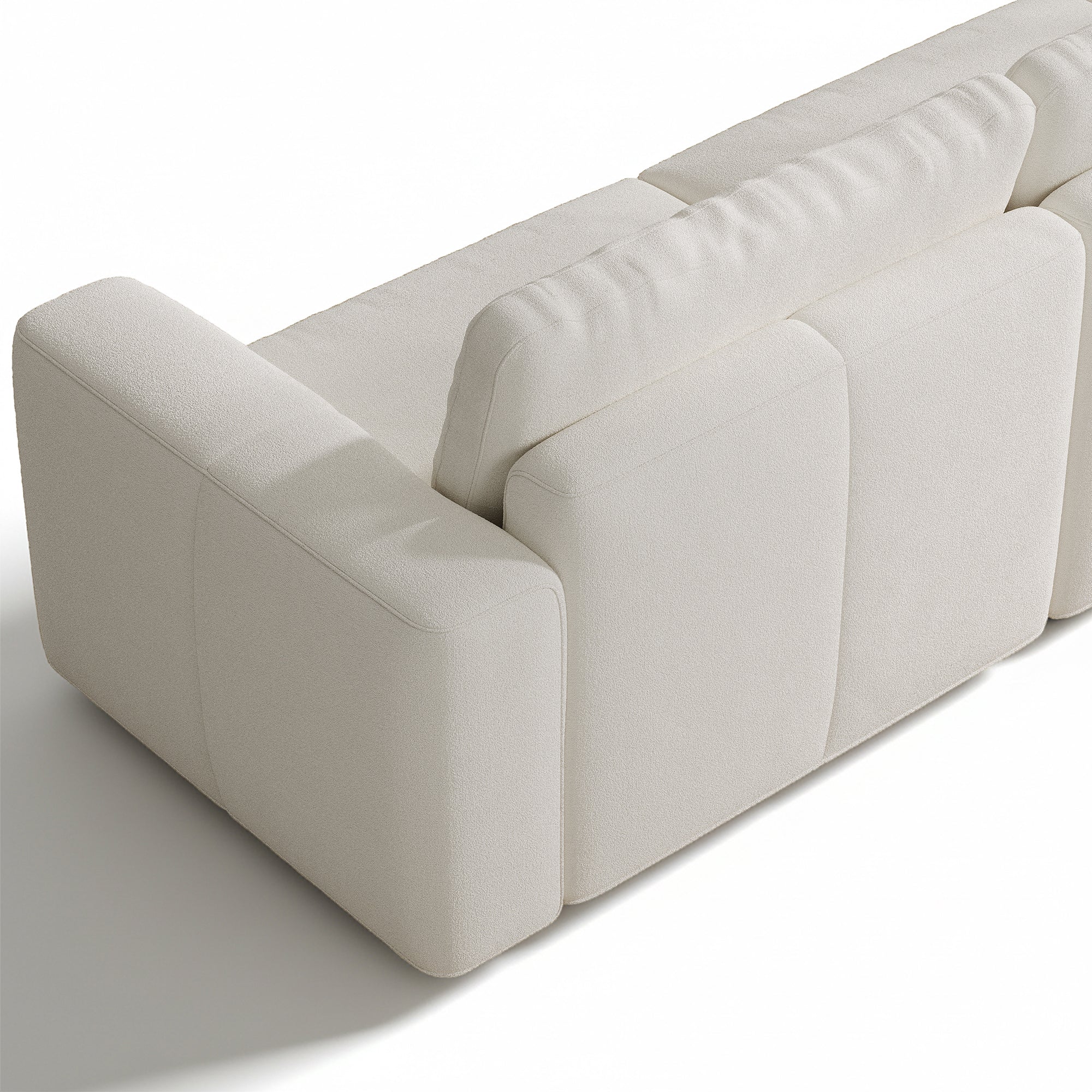 3-Seater + Ottoman Cream Chenille Modular Sofa with Deep Seat