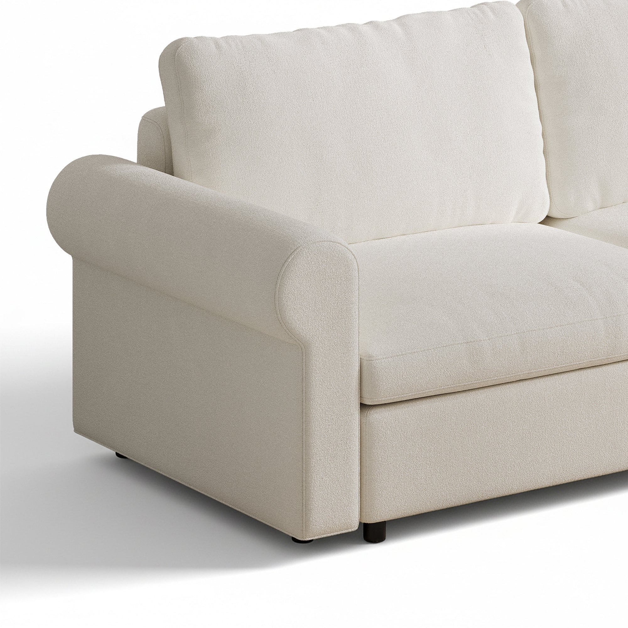 3-Seater + Ottoman Cream Chenille Modular Sofa with Deep Seat