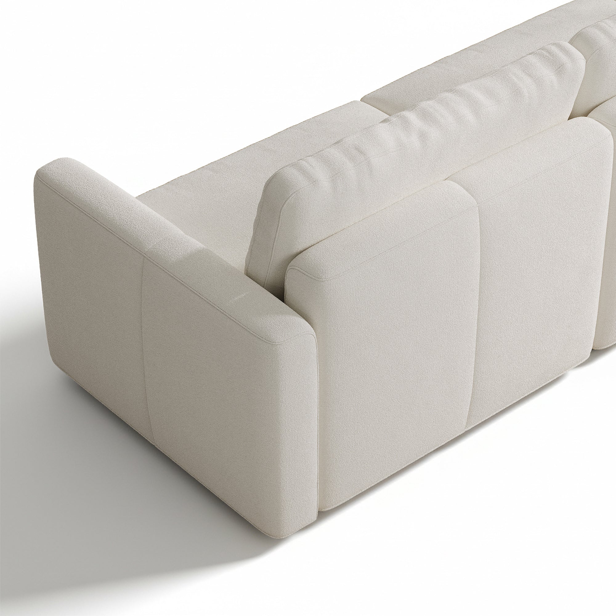 3-Seater + Ottoman Cream Chenille Modular Sofa with Deep Seat